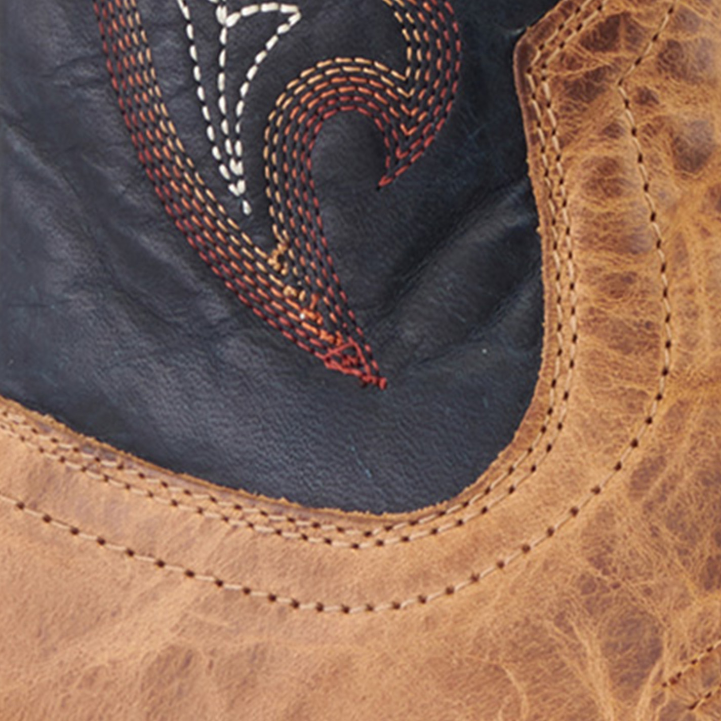 Ariat Men's Real Deal Wheat Brown and Navy Wide Square Toe Buckaroo Cowboy Boots - Image 1