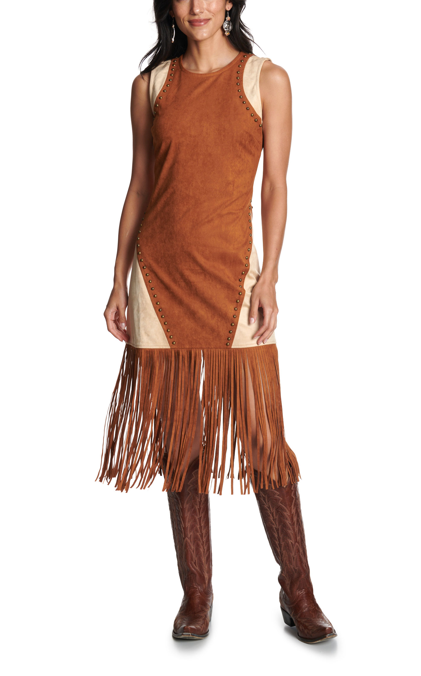 Blue B Women's Brown Two Tone Fringe Dress - Image 2