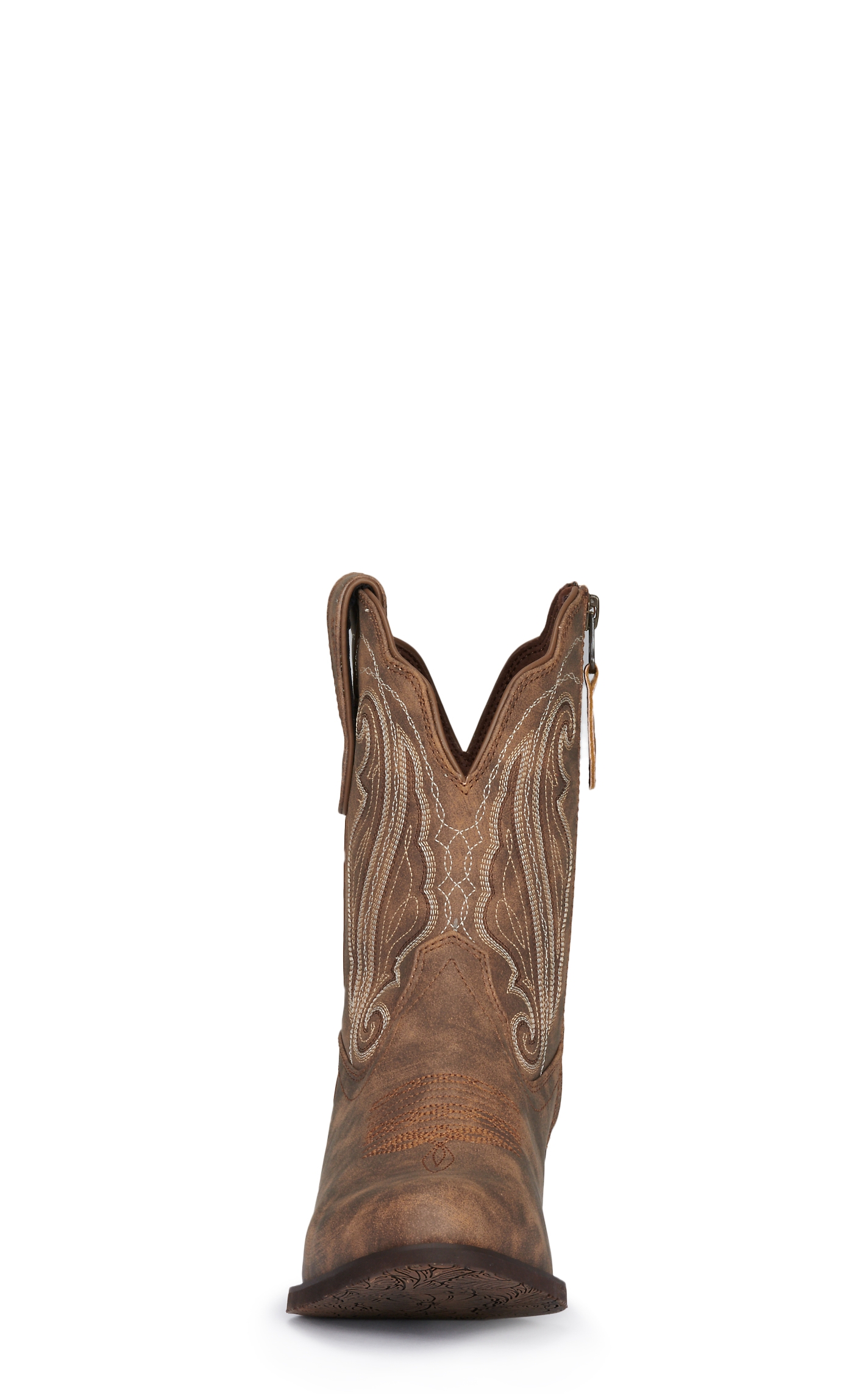 Durango Women's Crush Driftwood Brown with Fancy Stitching Snip Toe Cowboy Booties - Image 1