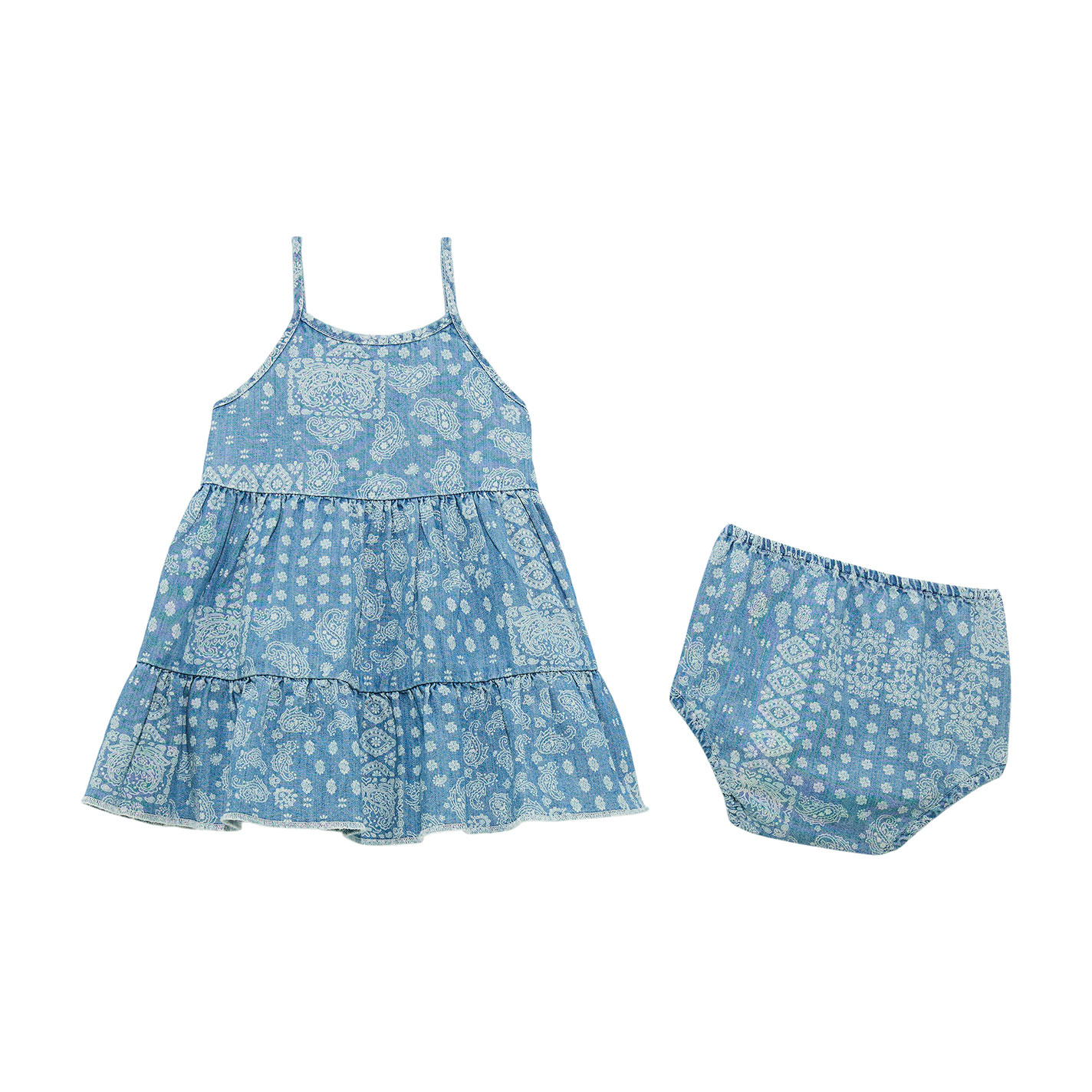 Wrangler Infant Girl's Light Wash & White Paisley Dress - Image 1
