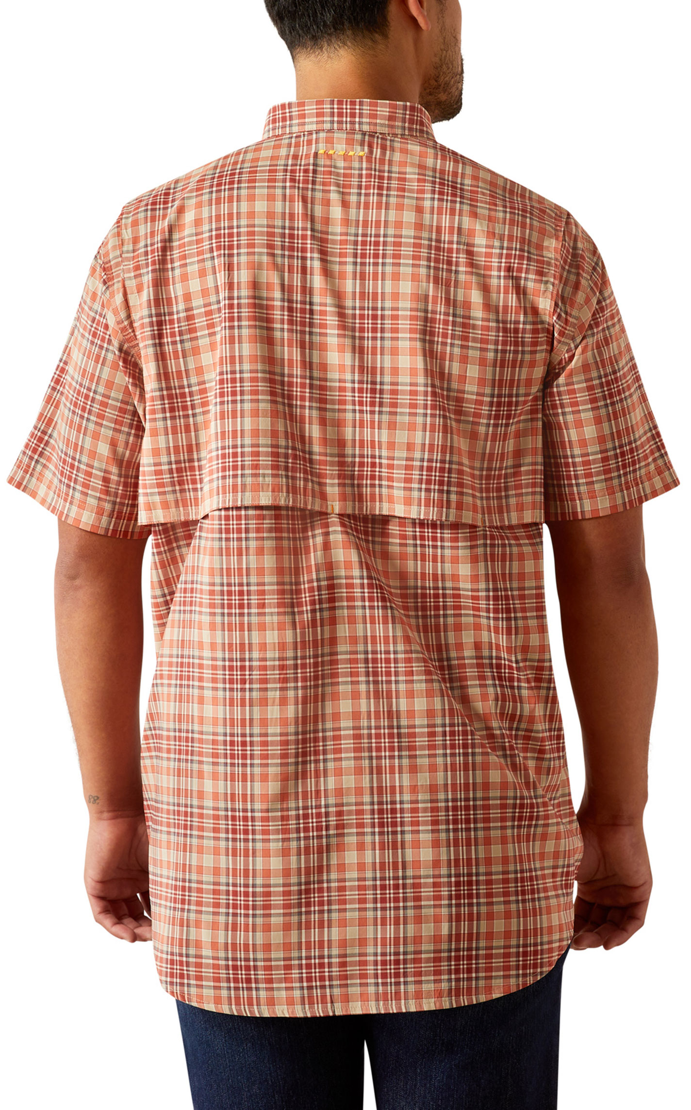 Ariat Men's Rebar VentTek Apricot Brandy Plaid Work Shirt - Image 5