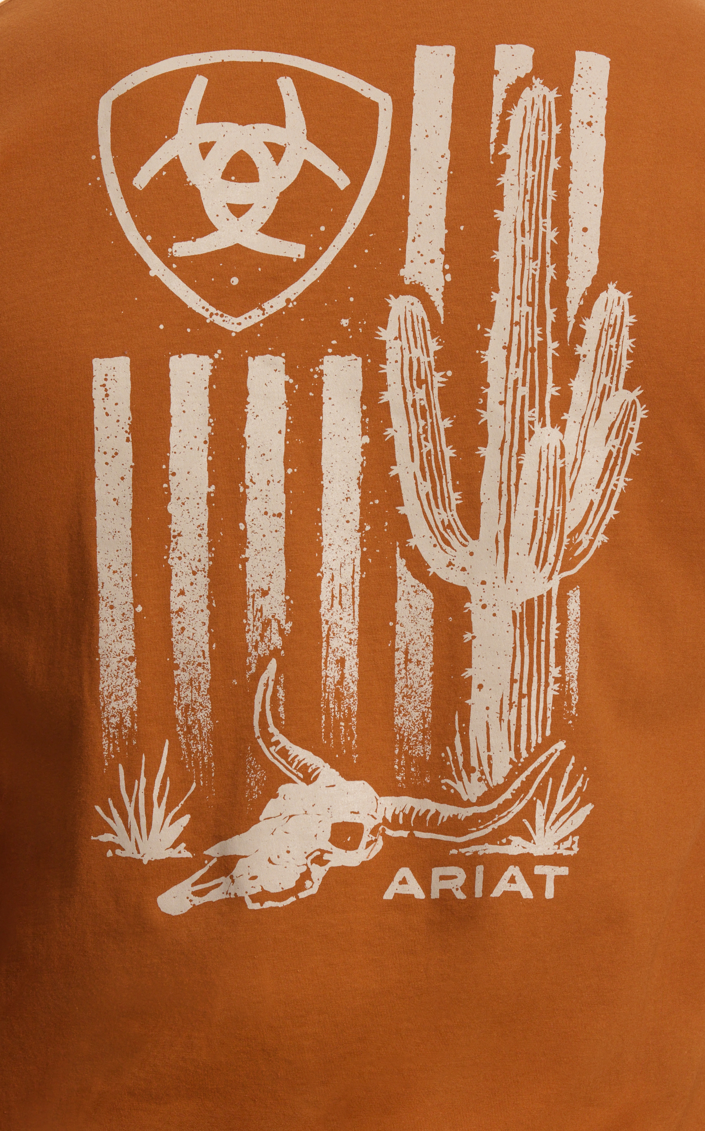 Ariat Men's Burnt Orange Cactus Flag Logo Graphic T-Shirt - Image 1