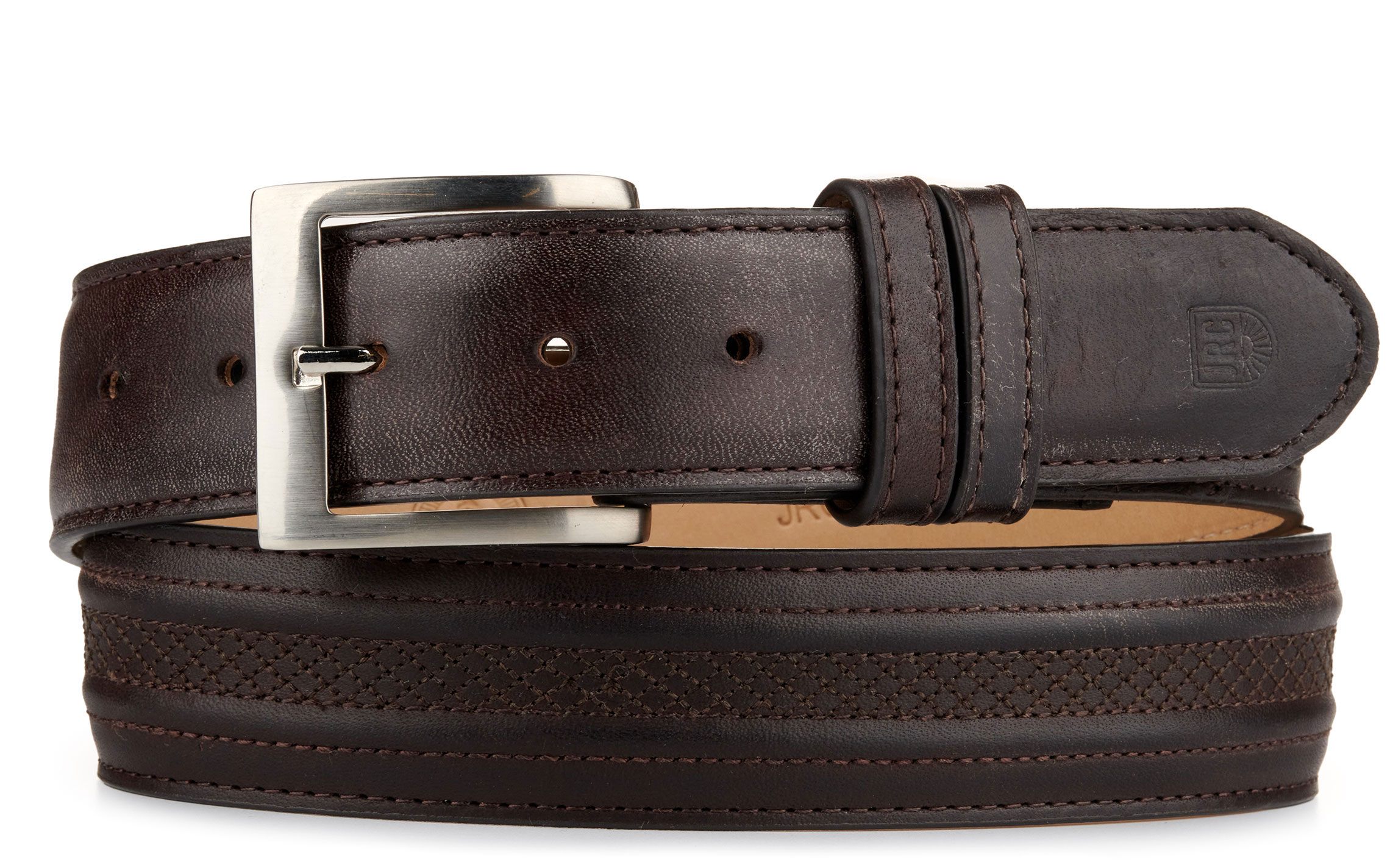 JRC & Sons Men's Chocolate Brown Ranch Hand Leather Western Belt - Image 1