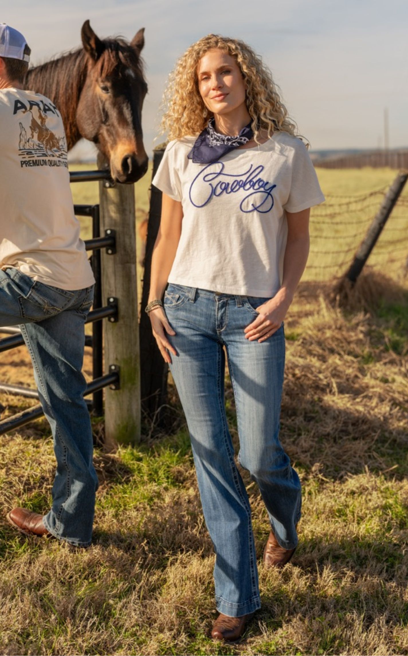 Ariat Women's White Cowboy Cloud Dancer T-Shirt - Image 1
