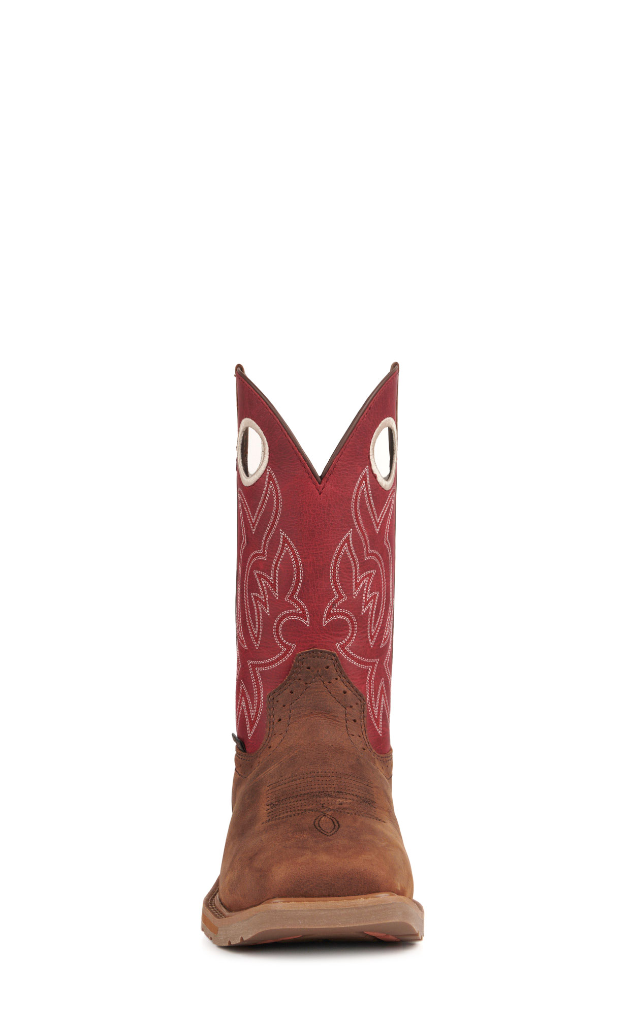 Justin Men's All Around Walnut Brown and Red Square Steel Toe Work Boots - Image 1