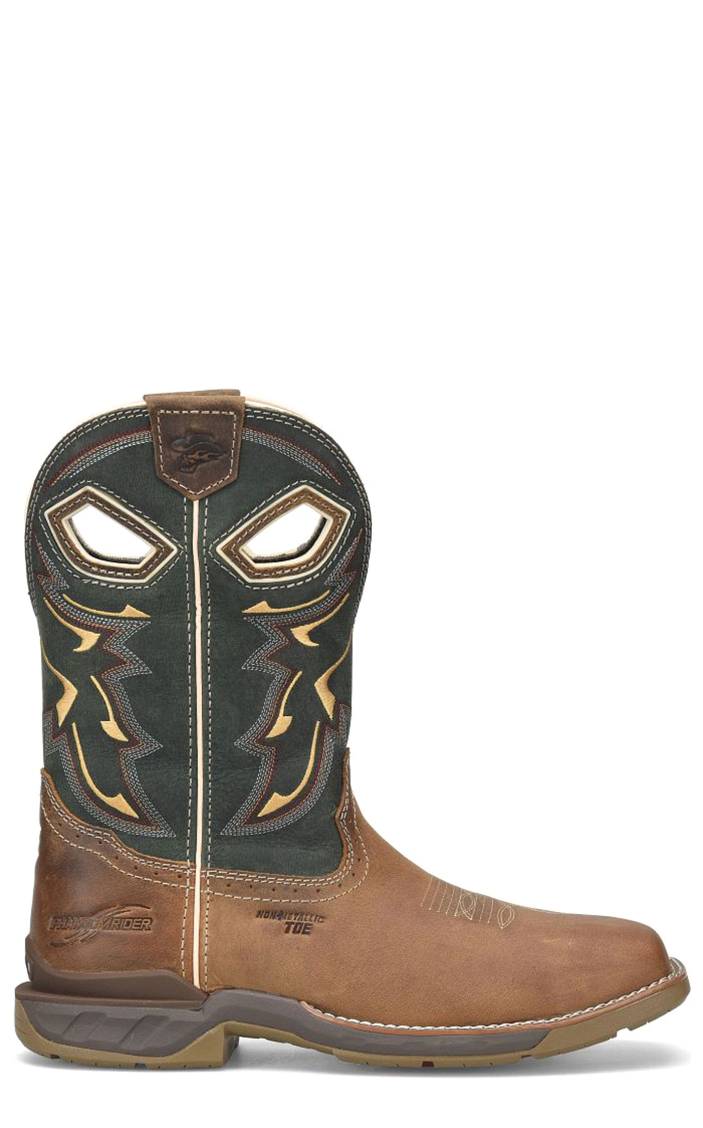 Double H Men's Tan and Evergreen Leather Square Composite Toe Work Boot - Image 1