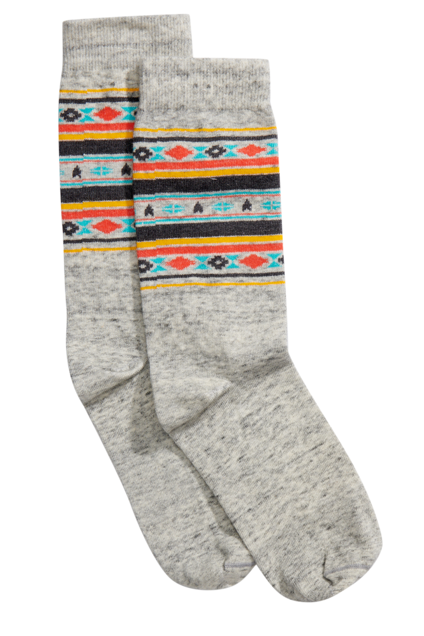 Boot Doctor Women's Pale Gray & Colorful Aztec Over the Calf Boot Socks - Image 1