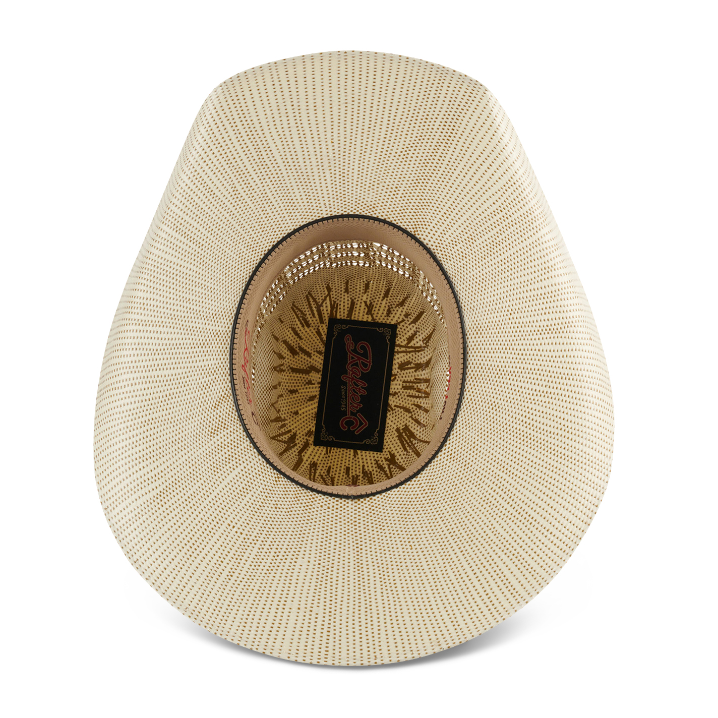 Rafter C Men's Ivory and Brown StackWeave Punchy Bangora Straw Cowboy Hat - Image 1