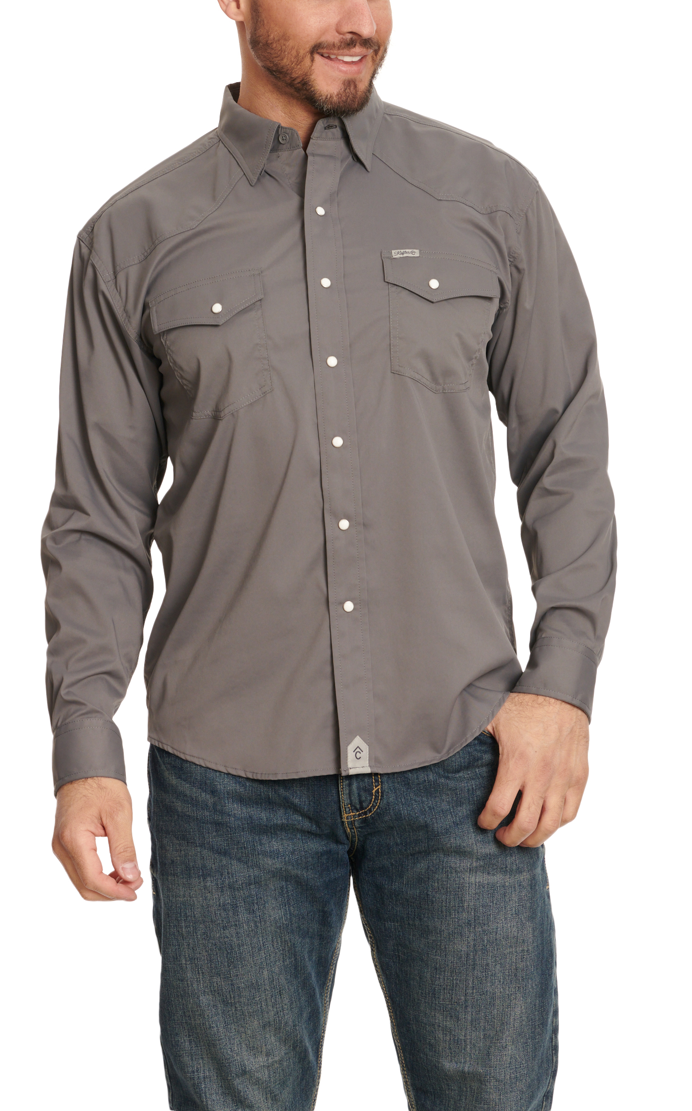 Rafter C Outdoors Men's Gray Long Sleeve Lefty Fishing Shirt - Image 3
