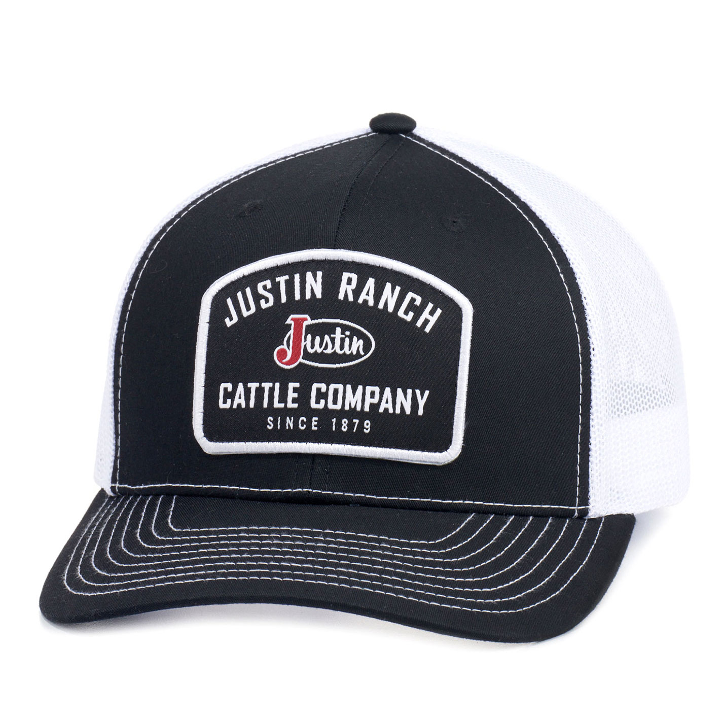 Justin Men's Black & White Logo Patch Cap - Image 1