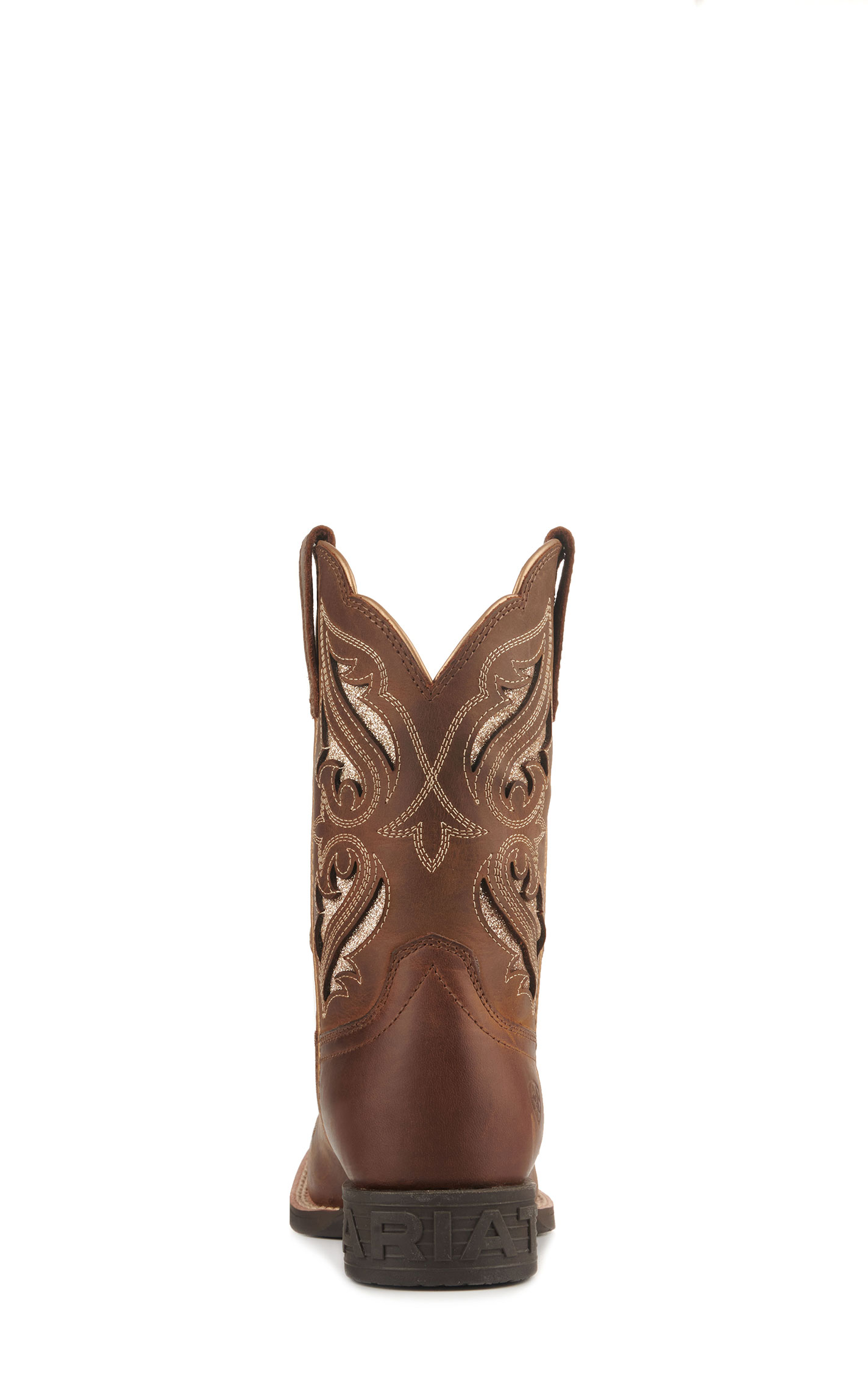 Ariat Kids' Round Up Bliss Sassy Brown with Glitter Inlay Wide Square Toe Cowboy Boots - Image 1