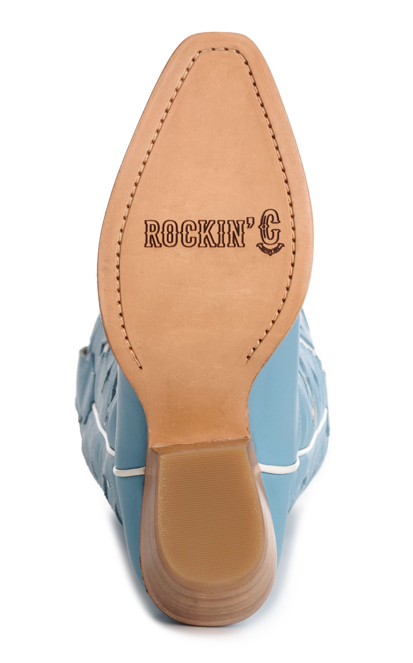 Rockin' C Women's Light Blue & White Inlay Leather Snip Toe Cowboy Boots - Image 1