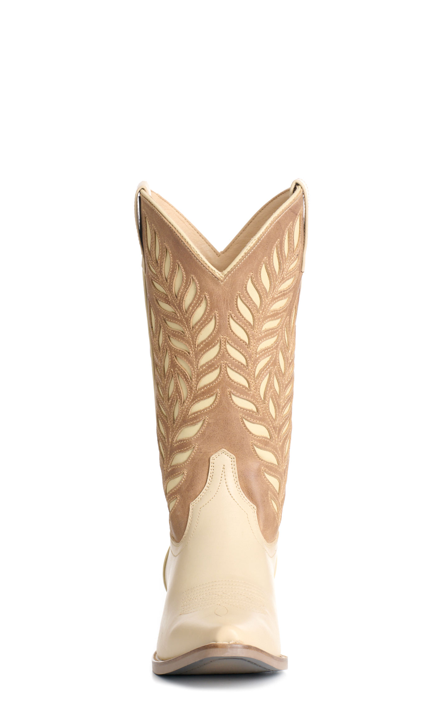 Rockin' C Women's Cream & Sand Botanical Inlay Snip Toe Cowboy Boots - Image 1