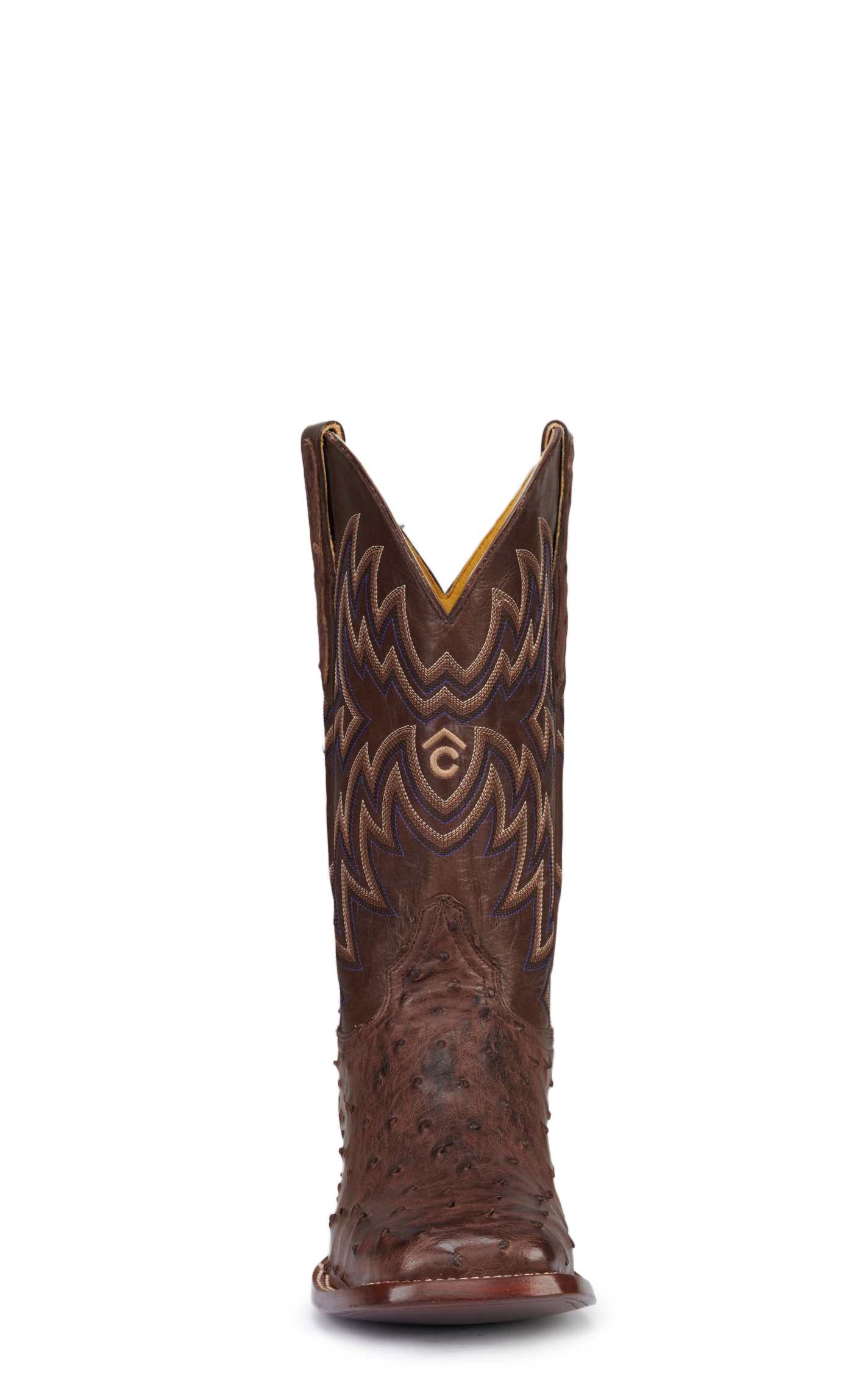 Cavender's Men's Chocolate Brown and Bruchiato Moka Full Quill Ostrich Rafter C Wide Square Toe Exotic Cowboy Boots - Image 1