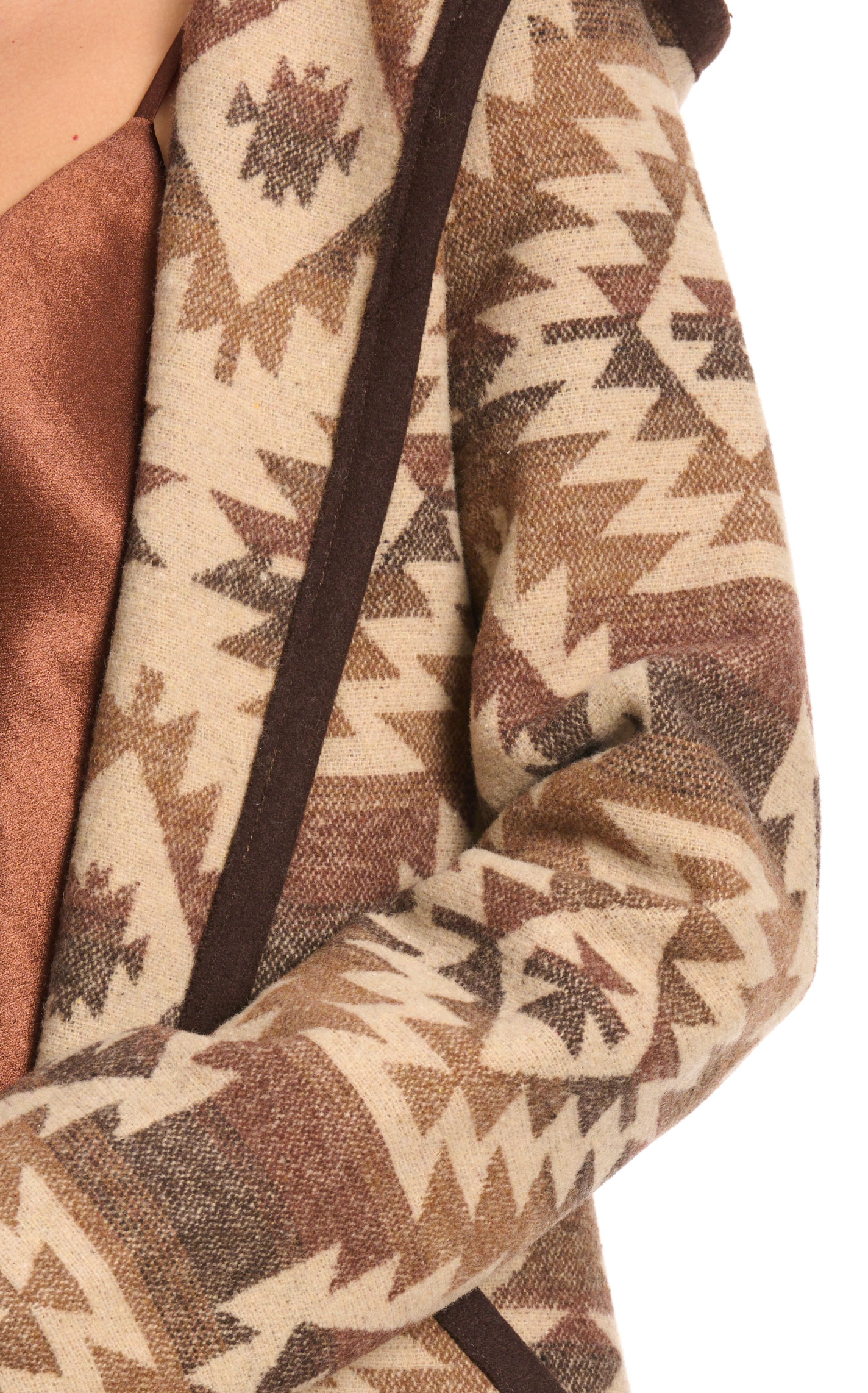 Cripple Creek Women's Gingerbread & Coffee Navajo Blanket Hooded Duster - Image 1