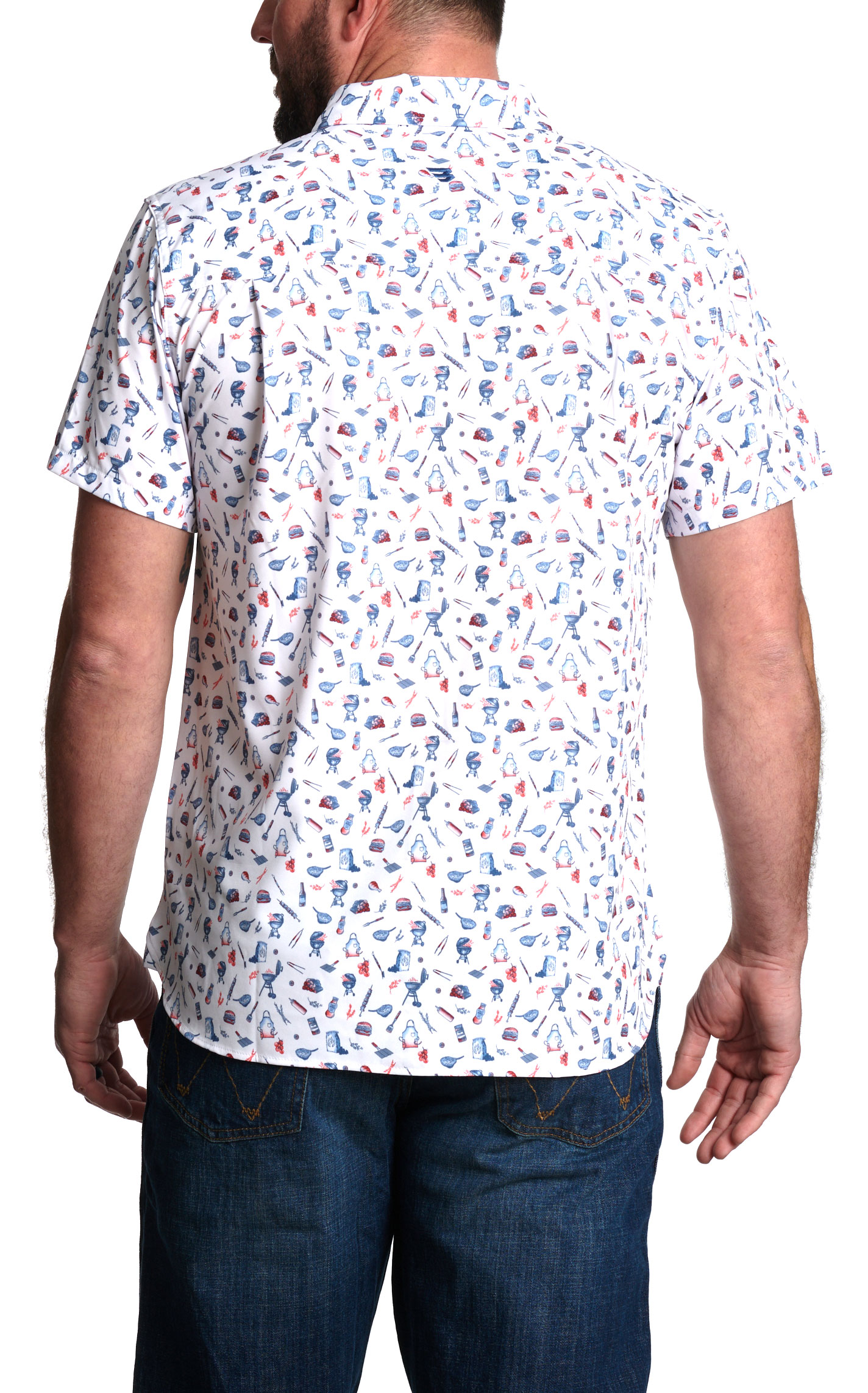 Burlebo Men's White Grillmaster Print Performance Shirt - Image 1