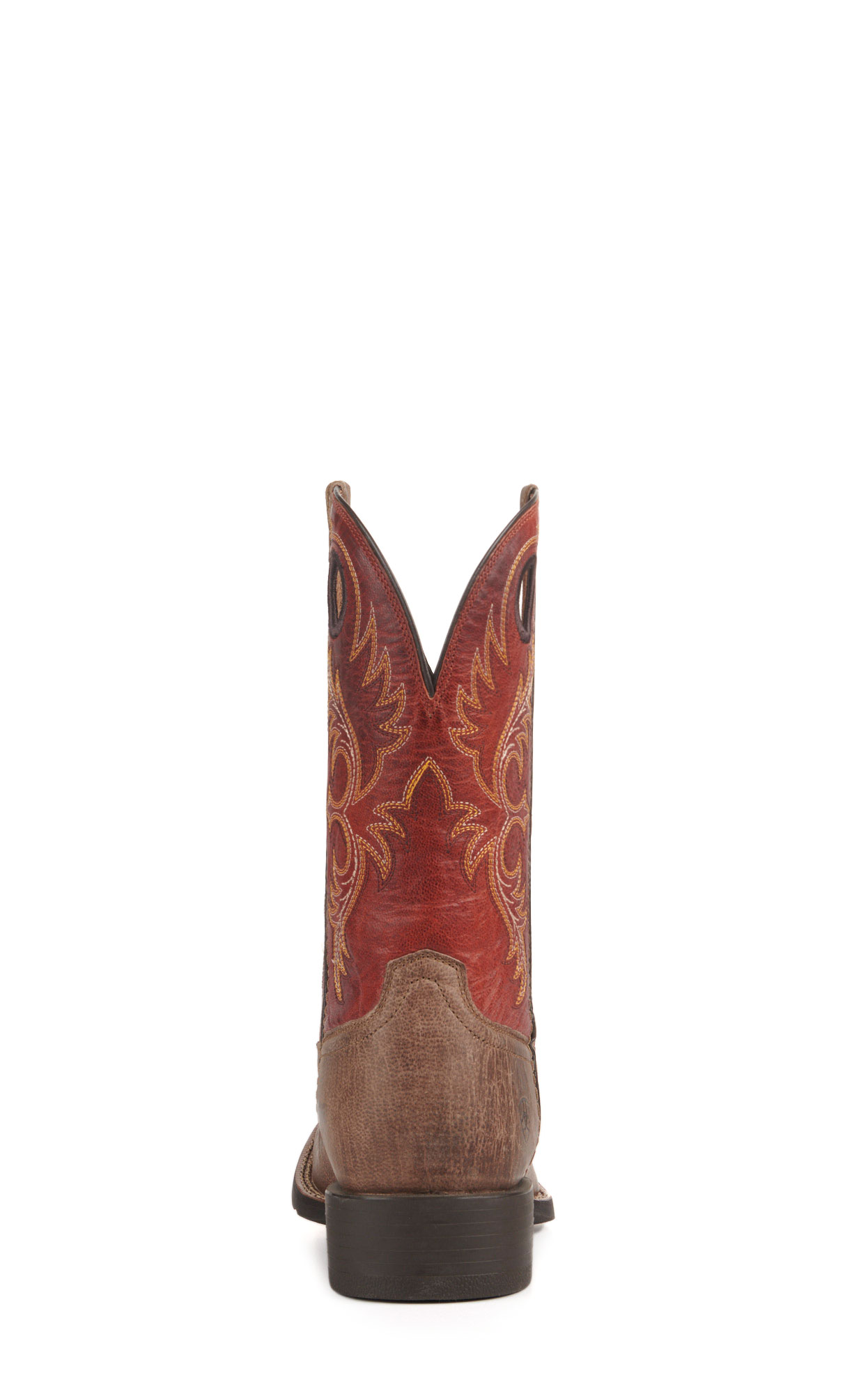 Ariat Men's Sport Rodeo Distressed Tan and Red Wide Square Toe Cowboy Boots - Image 1