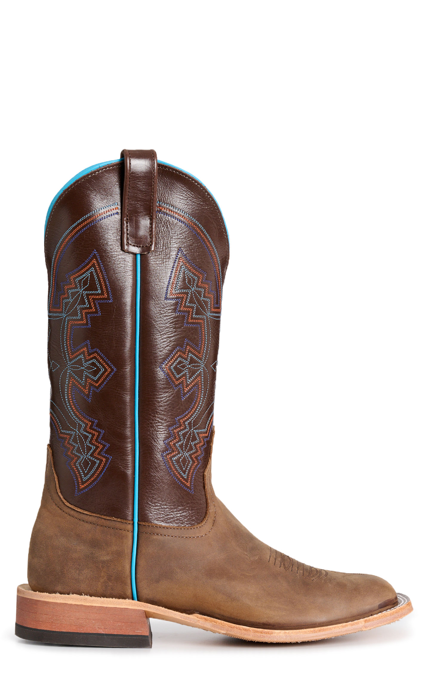 Anderson Bean Men's Dark Brown Barcelona & Brown Avatar Wide Square Toe Cowboy Boots - Image 1