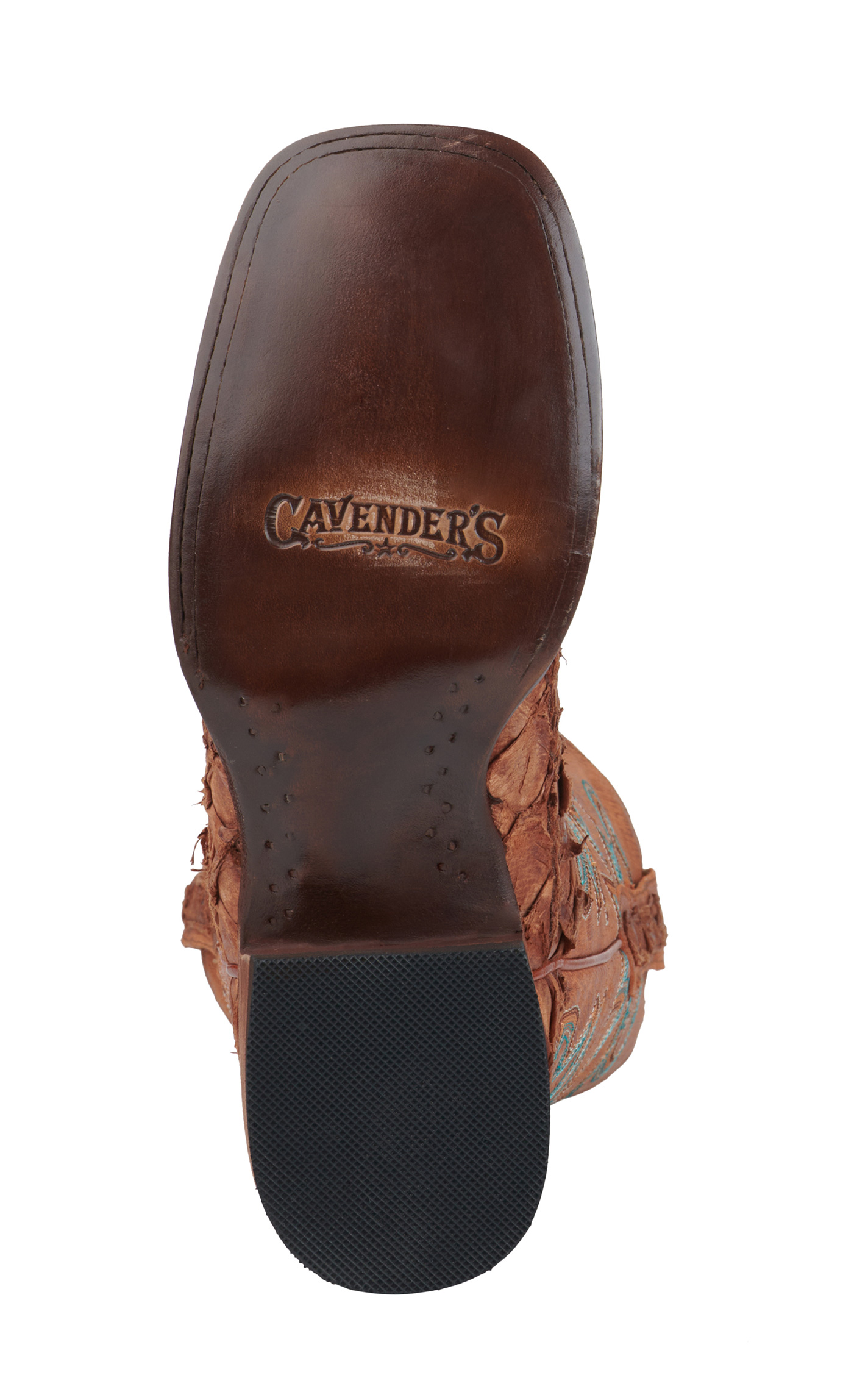 Cavender's Women's Peanut Pirarucu and Mango Wide Square Toe Exotic Cowboy Boots - Image 1