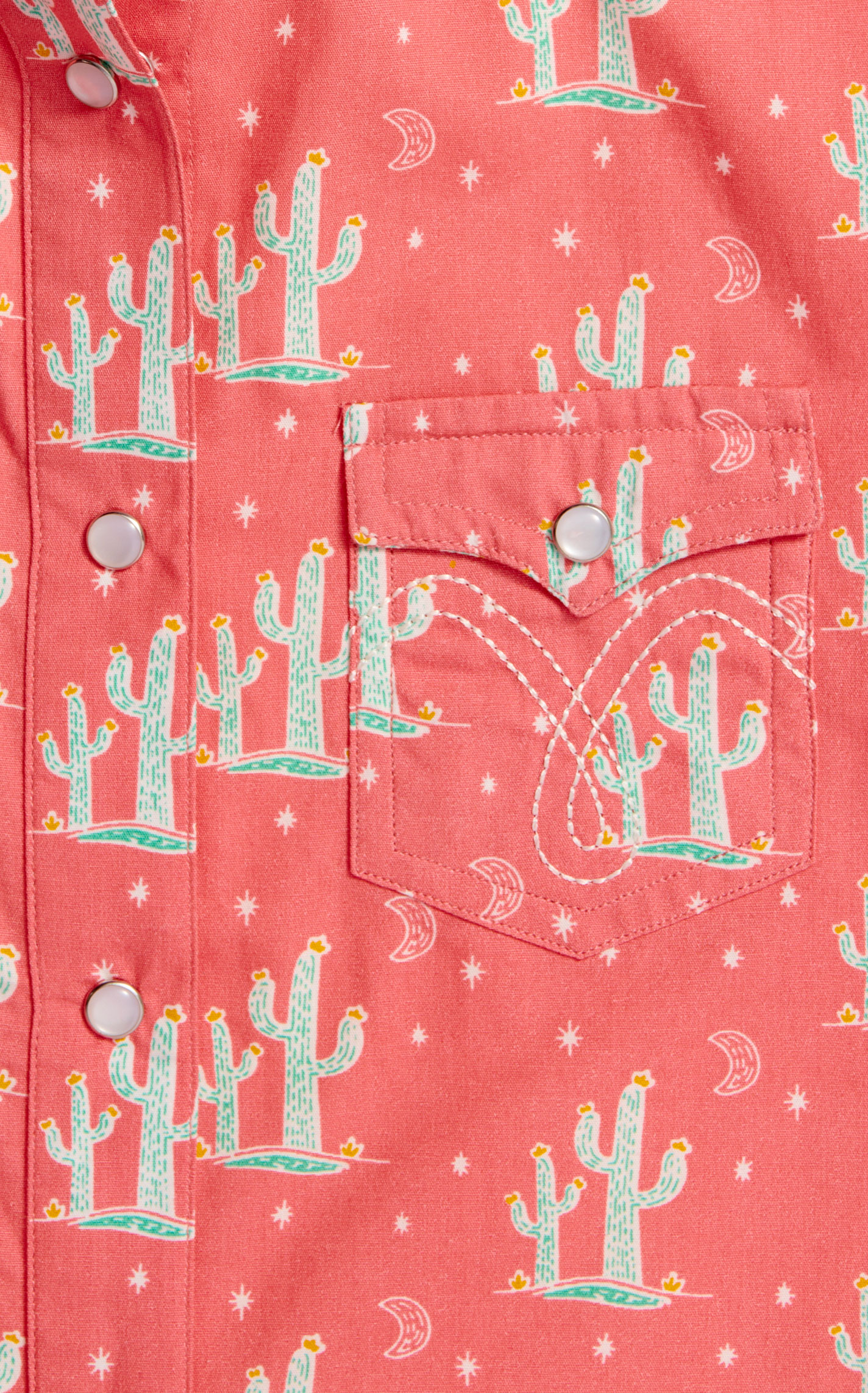 Panhandle Girl's Turquoise & Cactus Desert Night Print Western Shirt - Image 1