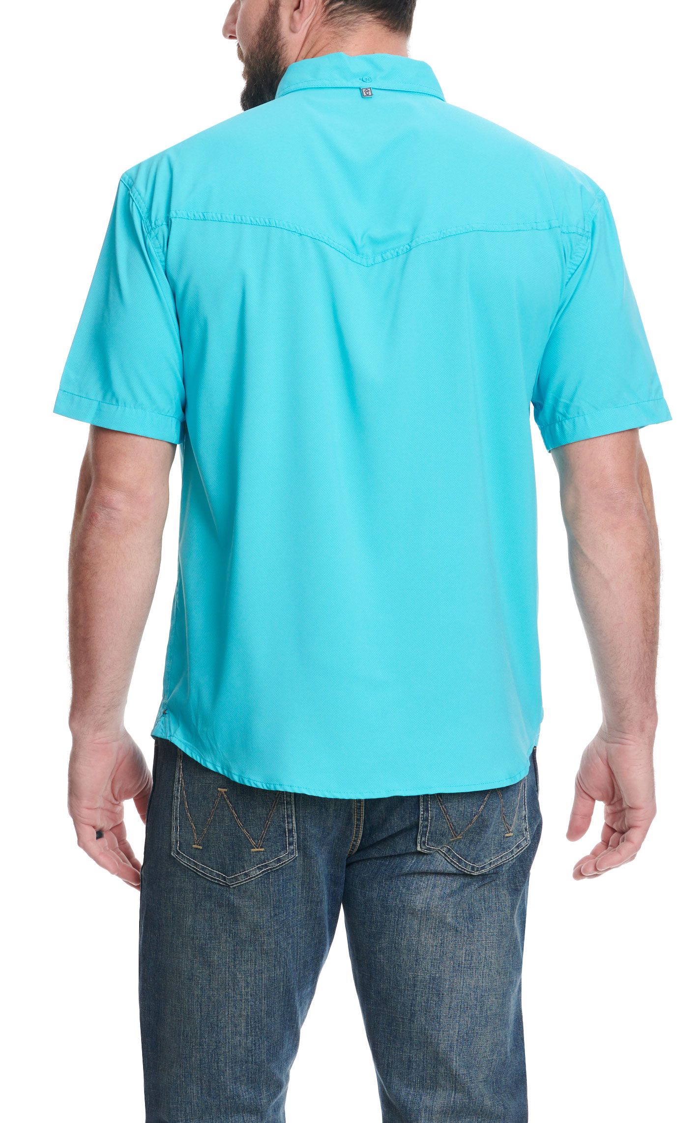 Rafter C Outdoors Men's Turquoise Short Sleeve Fishing Shirt - Image 2