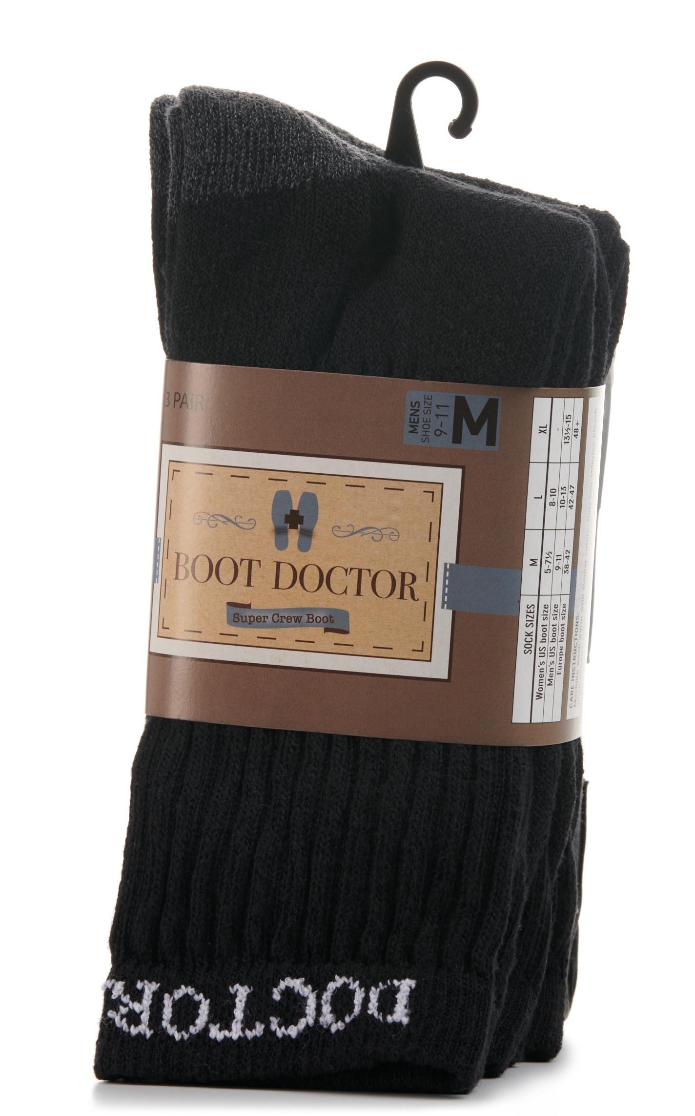 Boot Doctor Men's Black Super Crew 3Pk Boot Socks - Image 1