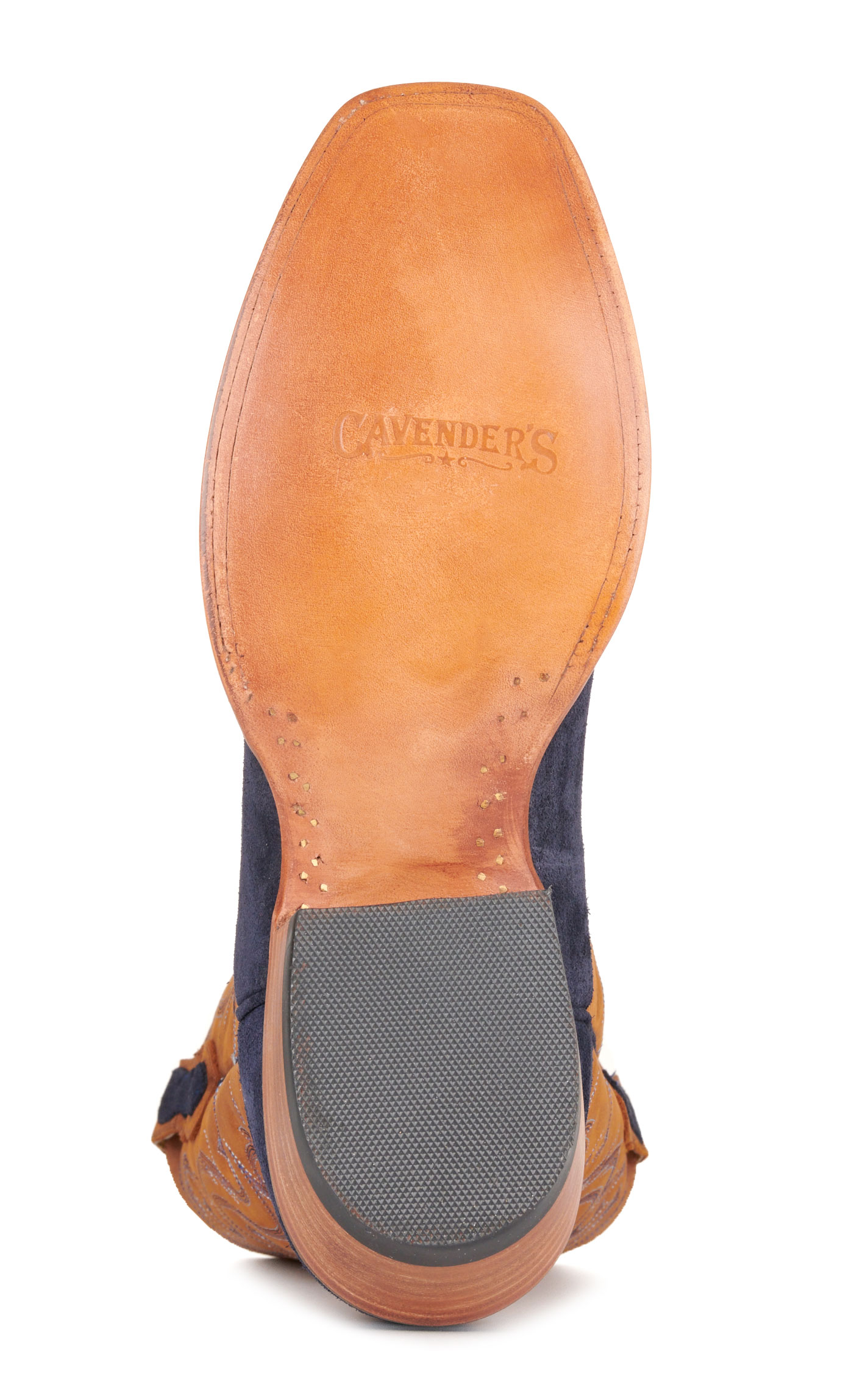 Cavender's Men's Indigo Blue Roughout and Rust Punchy Square Toe Cowboy Boots - Image 1