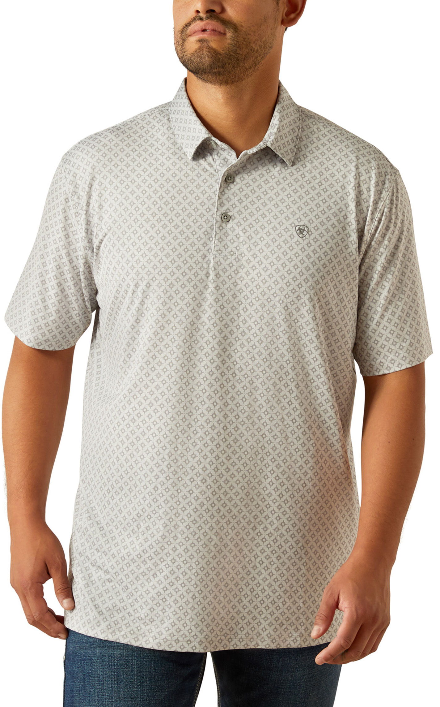 Ariat Men's 360 AirflowDark Gray Geo Vented Fabric Polo - Image 1