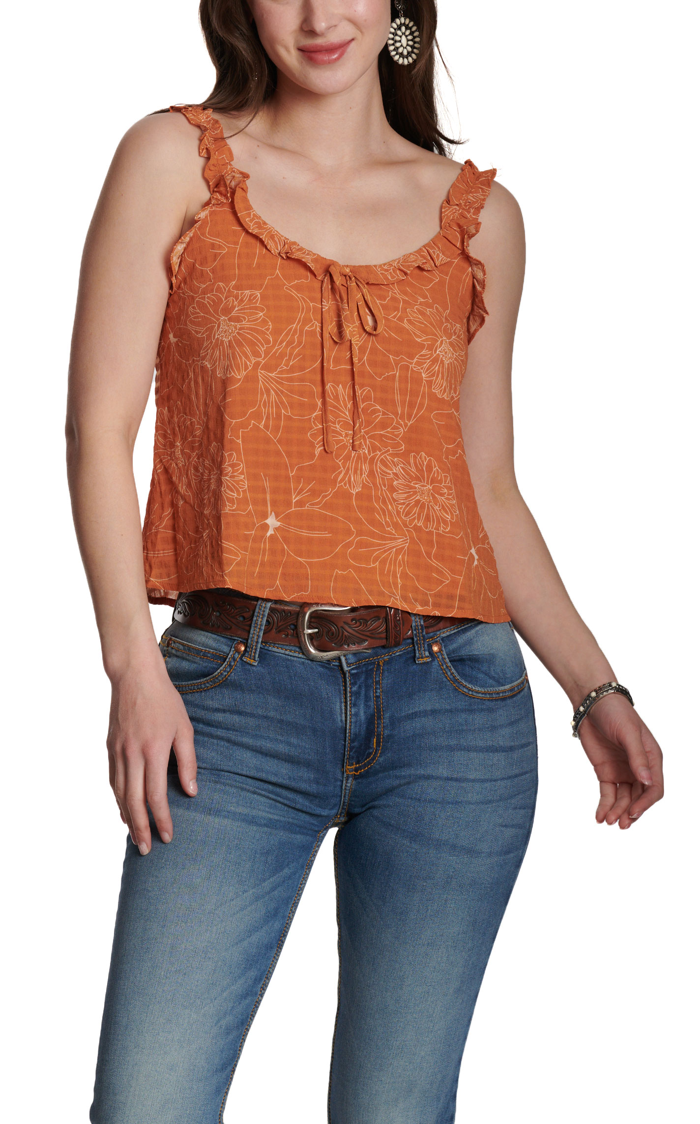 TCEC Women's Rust Floral Tank Top - Image 1