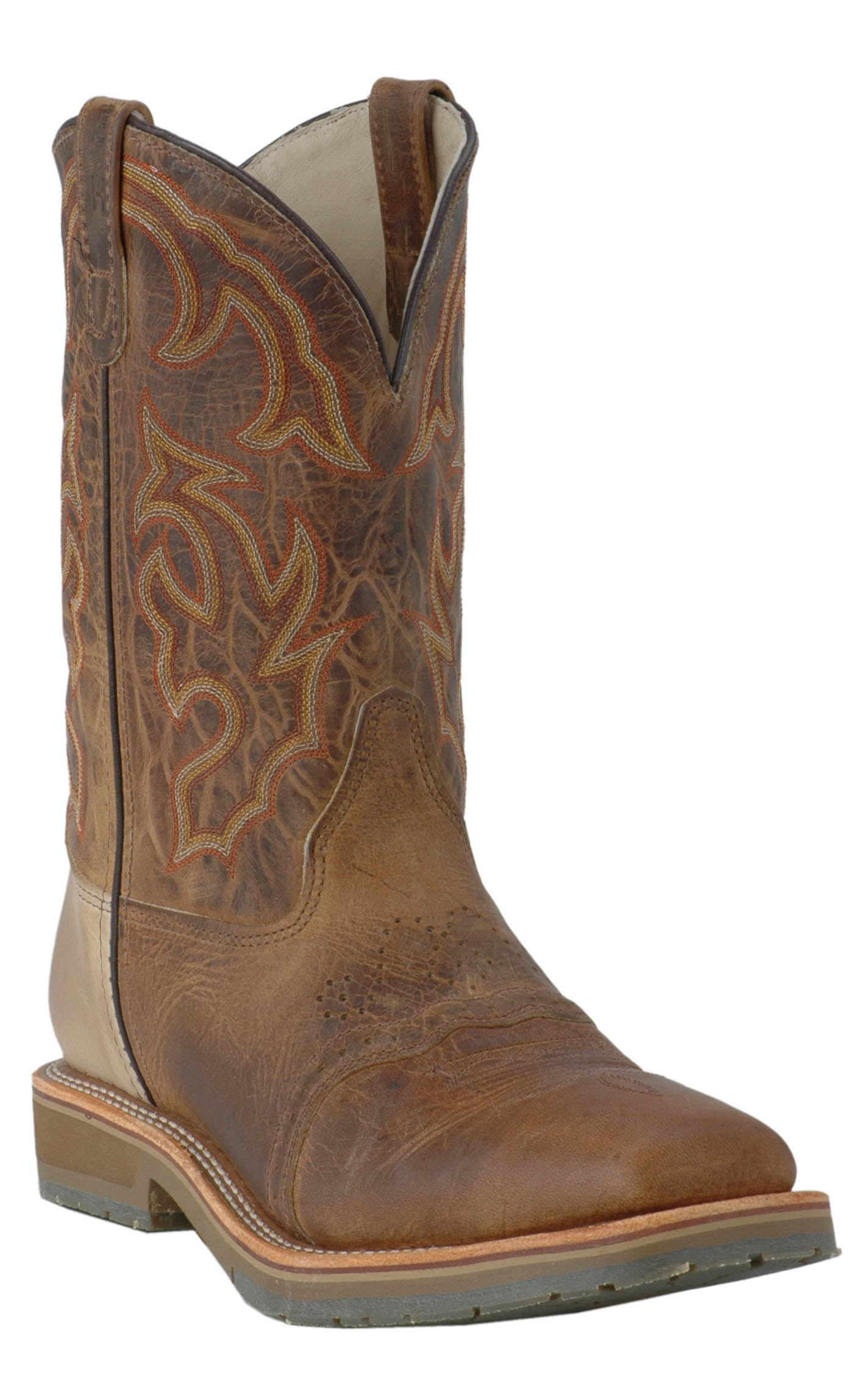 Double H Men's ICE Collection Distressed Folklore Brown Square Steel Toe Roper Work Boot - Image 1