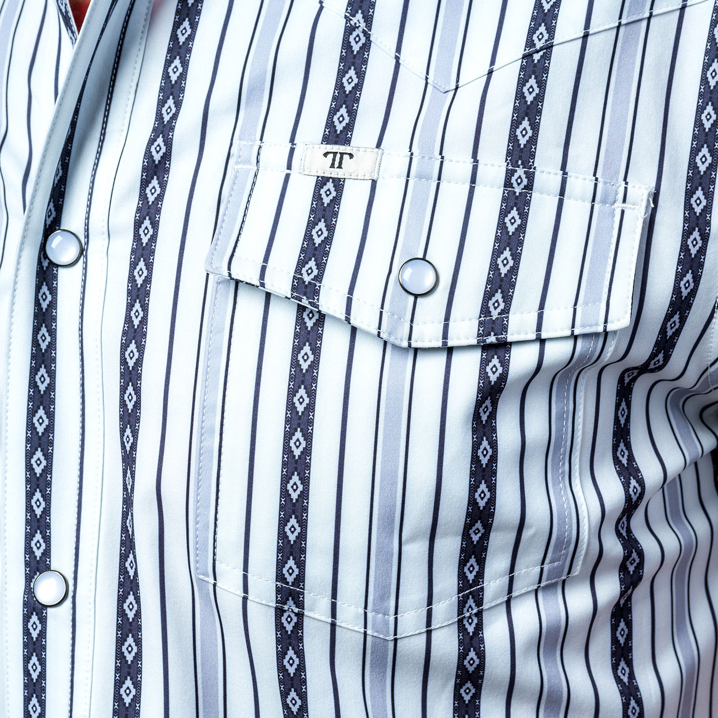 Ferrell Men's Shades of Blue Striped Western Shirt - Image 3