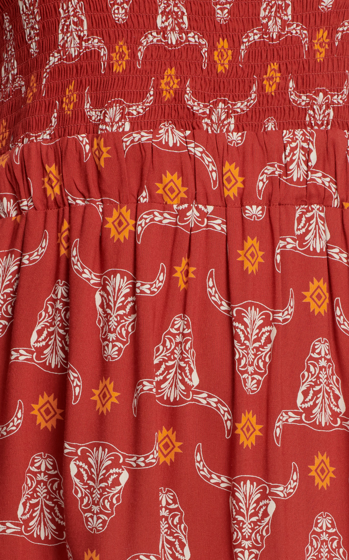 Cotton & Rye Women' s Dark Rust Floral Steer-Head Print Dress  - Image 1