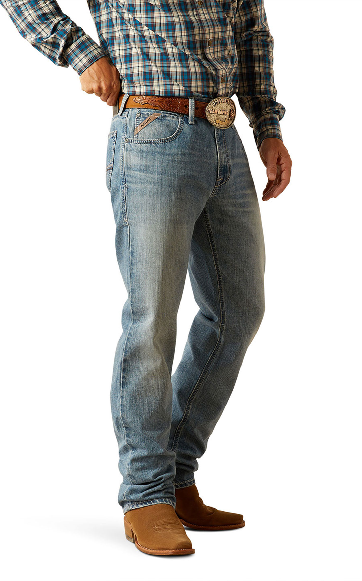 Ariat Men's M1 Kelvin Toby Light Wash Vintage Straight Jeans  - Image 1
