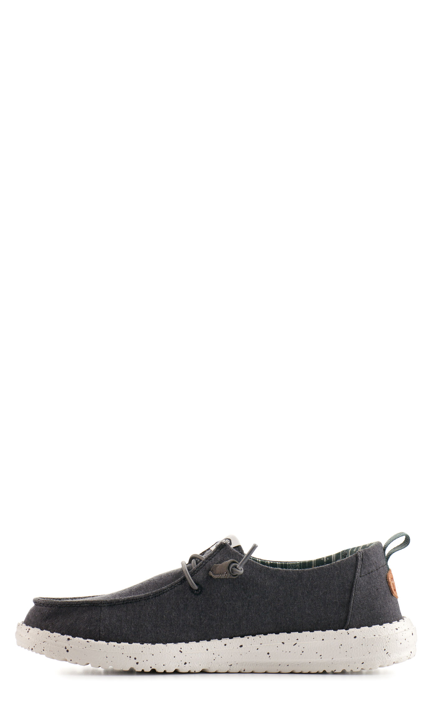 Hey Dude Women's Wendy Chambray Washed Black Moc Toe Lace Up Casual Shoes - Image 1