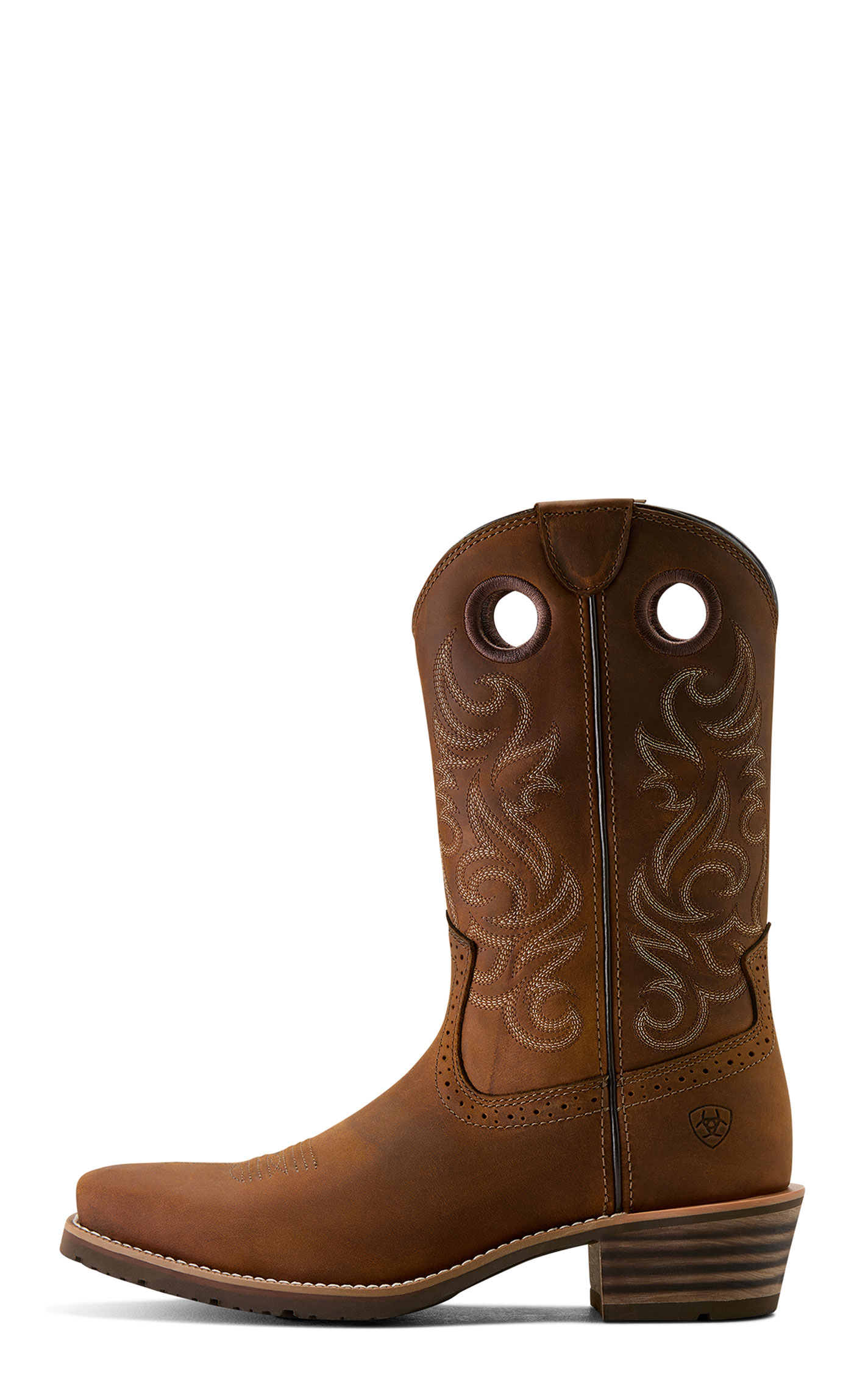 Ariat Men's Distressed Brown Hybrid Roughstock Square Toe Boots - Image 1