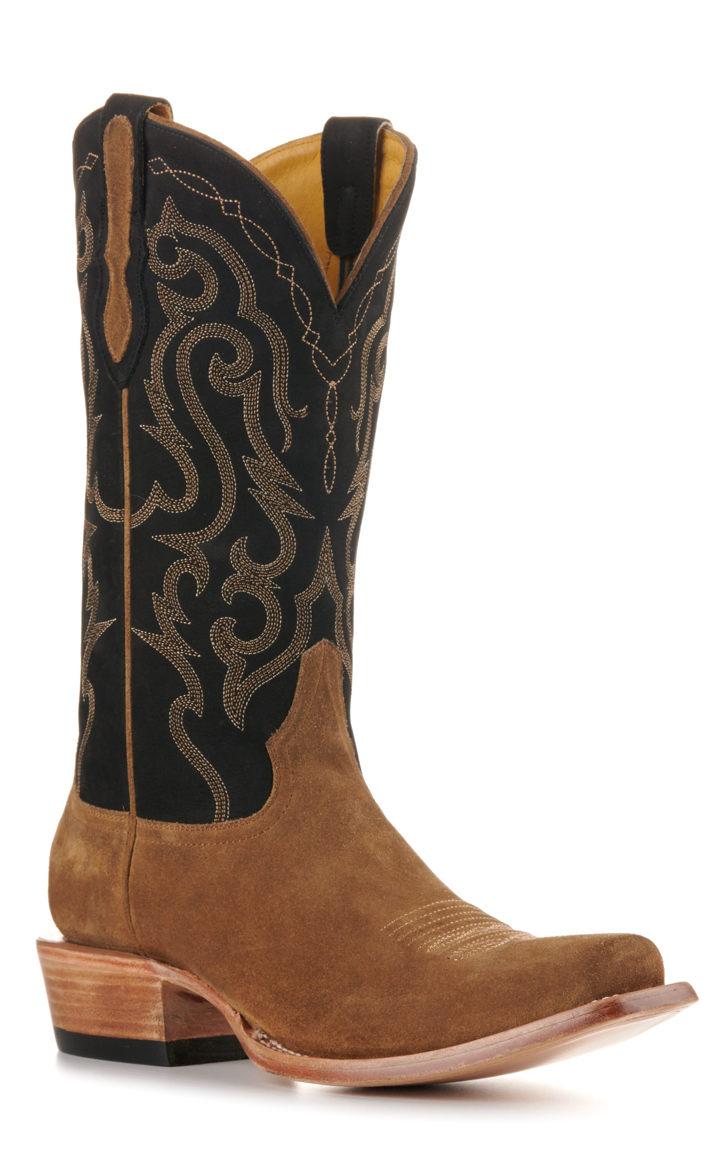 Cavender's Men's Dijon Roughout and Black Punchy Square Toe Cowboy Boots - Image 1