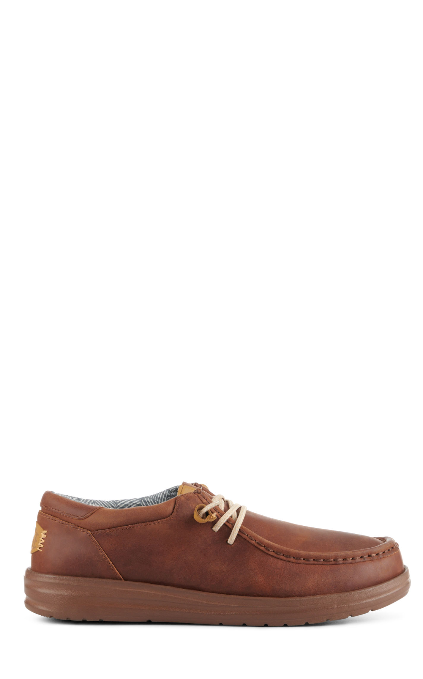 Hey Dude Men's Wally Grip Craft Brown Leather Lace Up Casual Shoes - Image 1