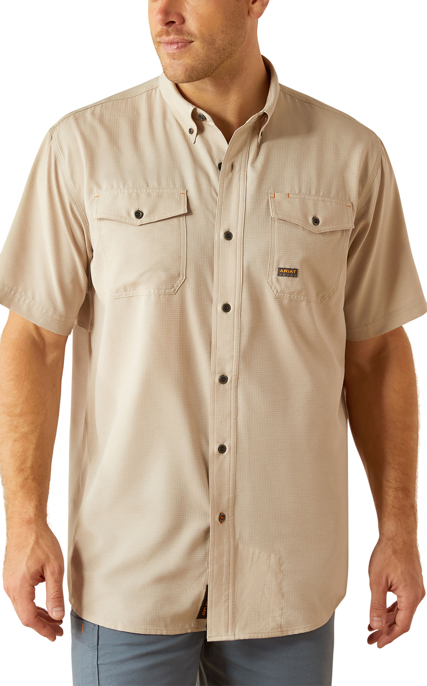 Ariat Men's Rebar VentTek Latte Check Print Work Shirt - Image 5