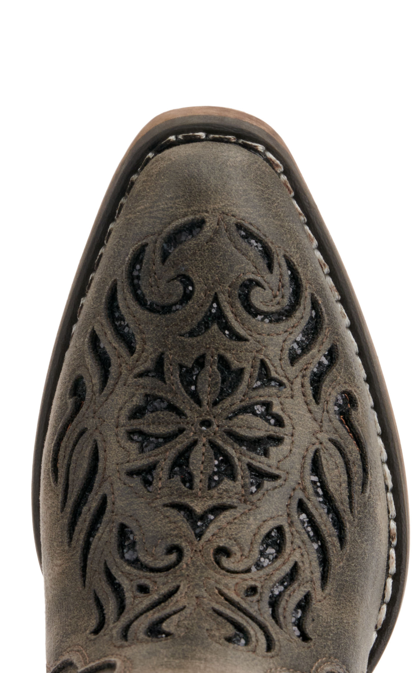 Roper Women's Riley Gray with Black Glitter Inlay Snip Toe Cowboy Boots - Image 1