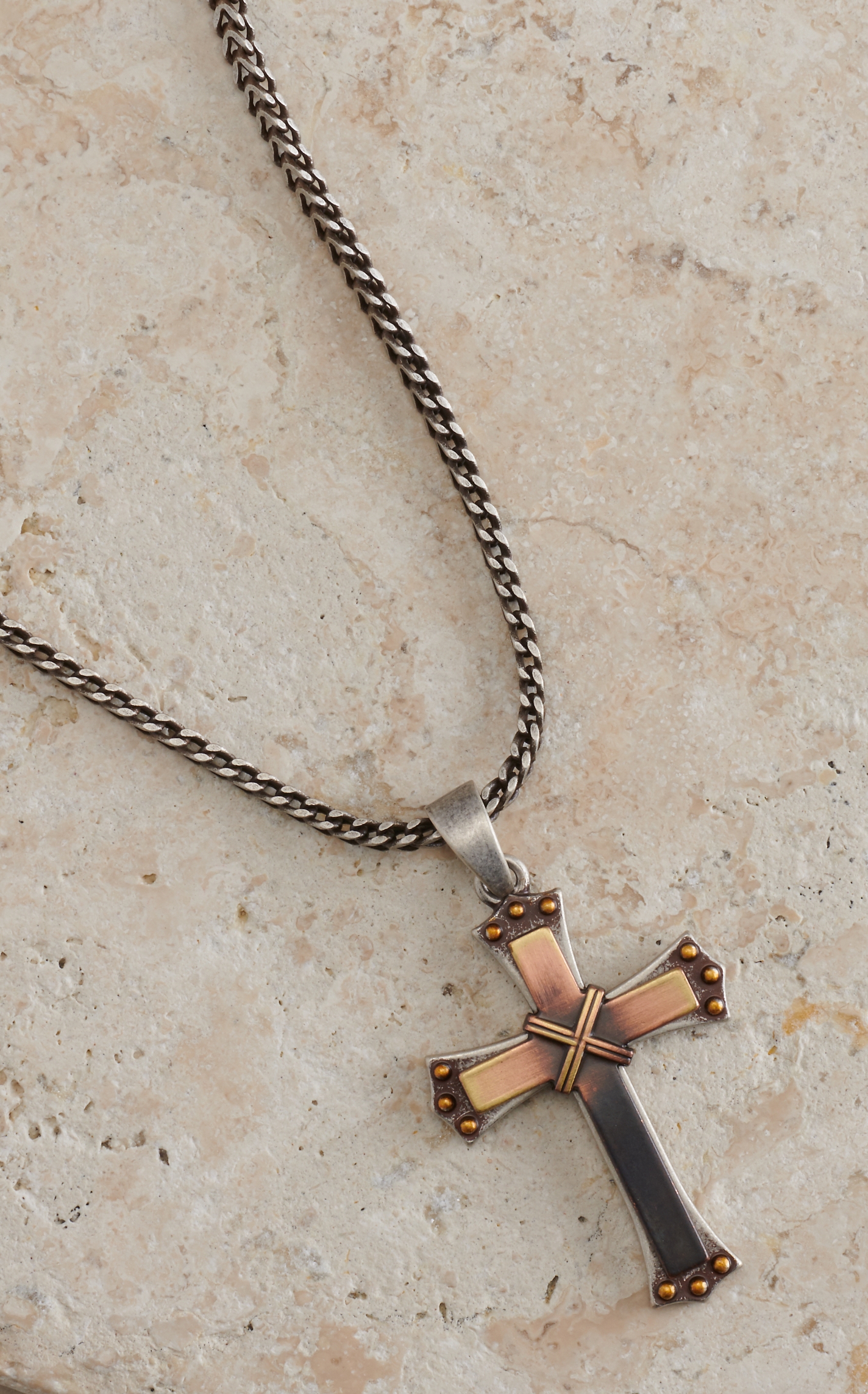 Twister Silver Cross Chain Necklace - Image 1