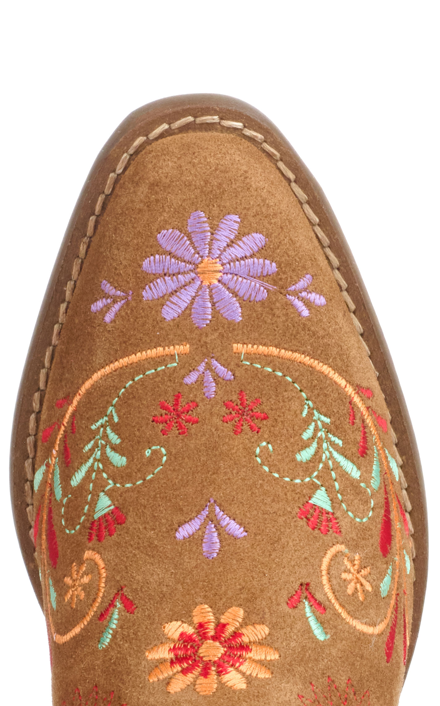 Dingo Women's Sugar Bug Camel Suede with Floral Embroidery Round Toe Booties - Image 1