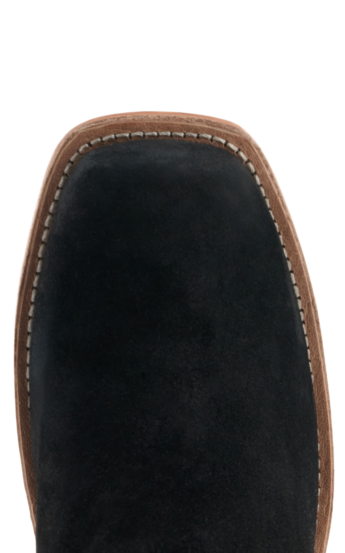 Old West Youth Black with Black Suede Square Toe Cowboy Boots - Image 1