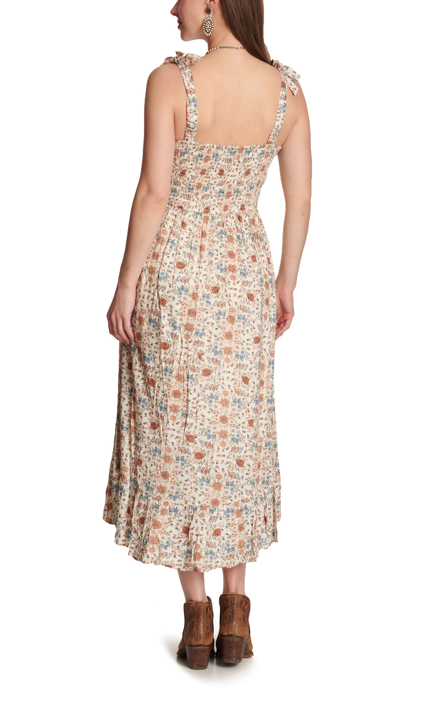 Cotton & Rye Women's Cream Smocked Floral Print Dress - Image 3