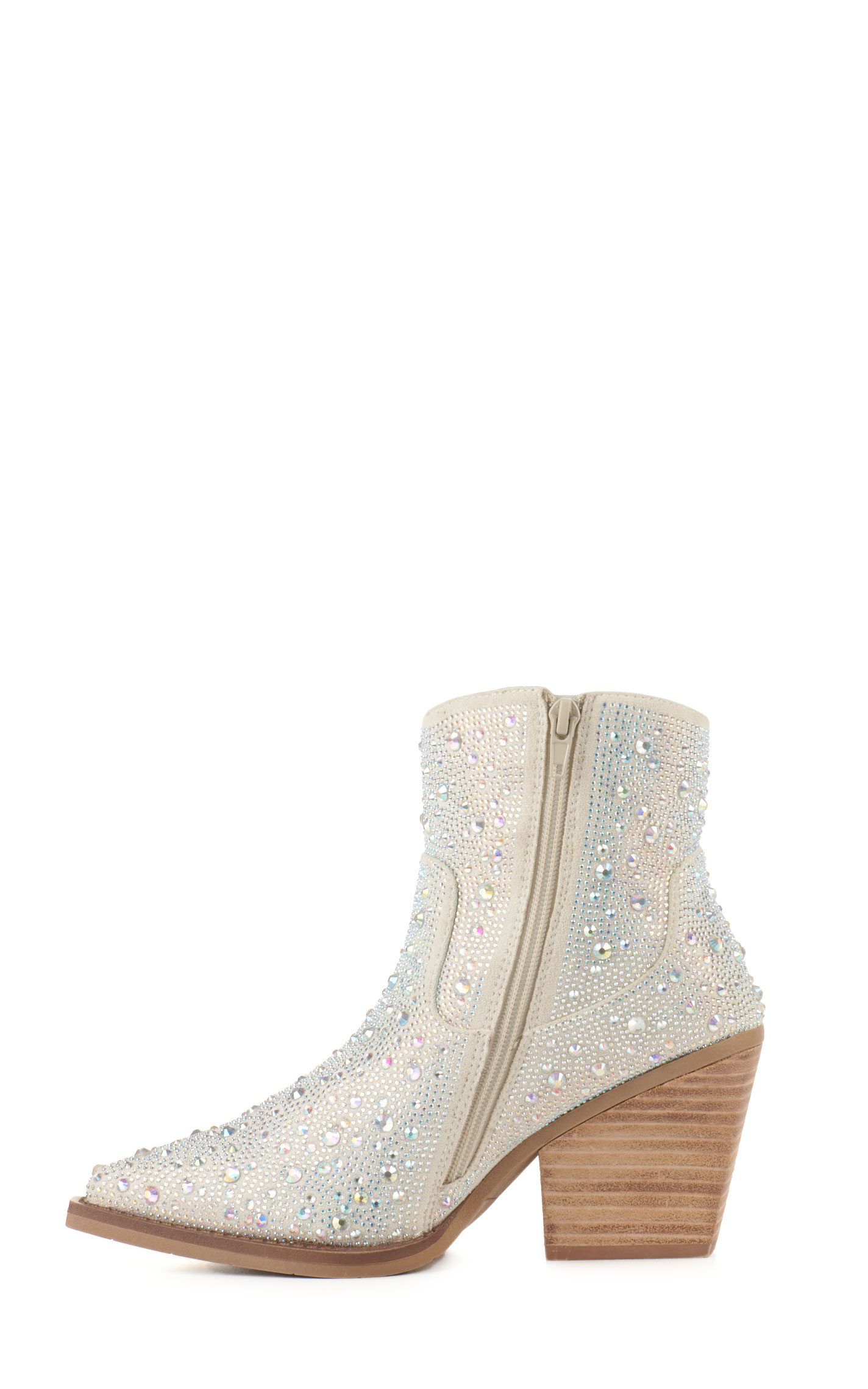 Very G Women's Karen Silver Rhinestone Snip Toe Fashion Booties - Image 1