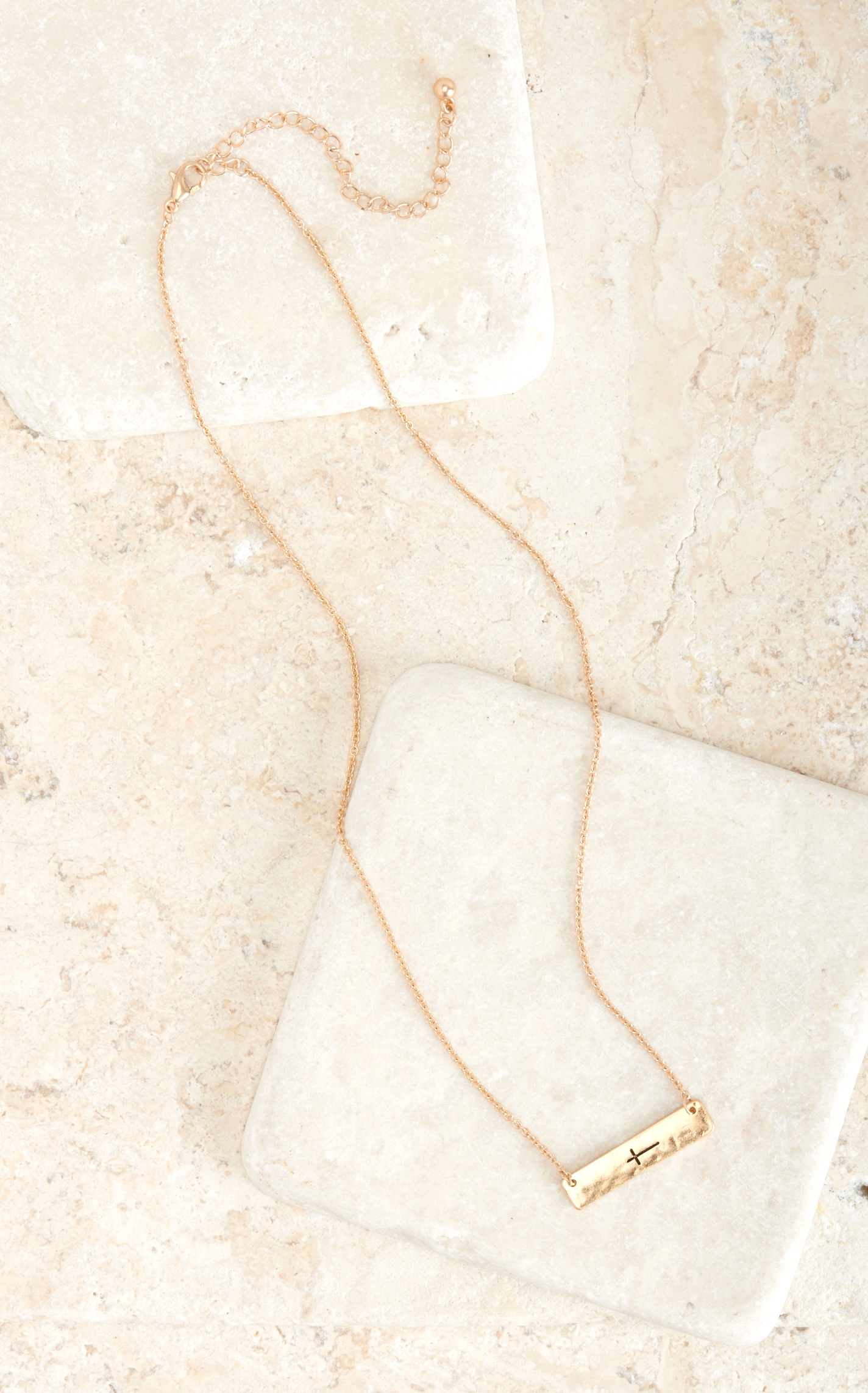 Blazin Roxx Gold Stamped Cross Necklace and Earring Set - Image 1