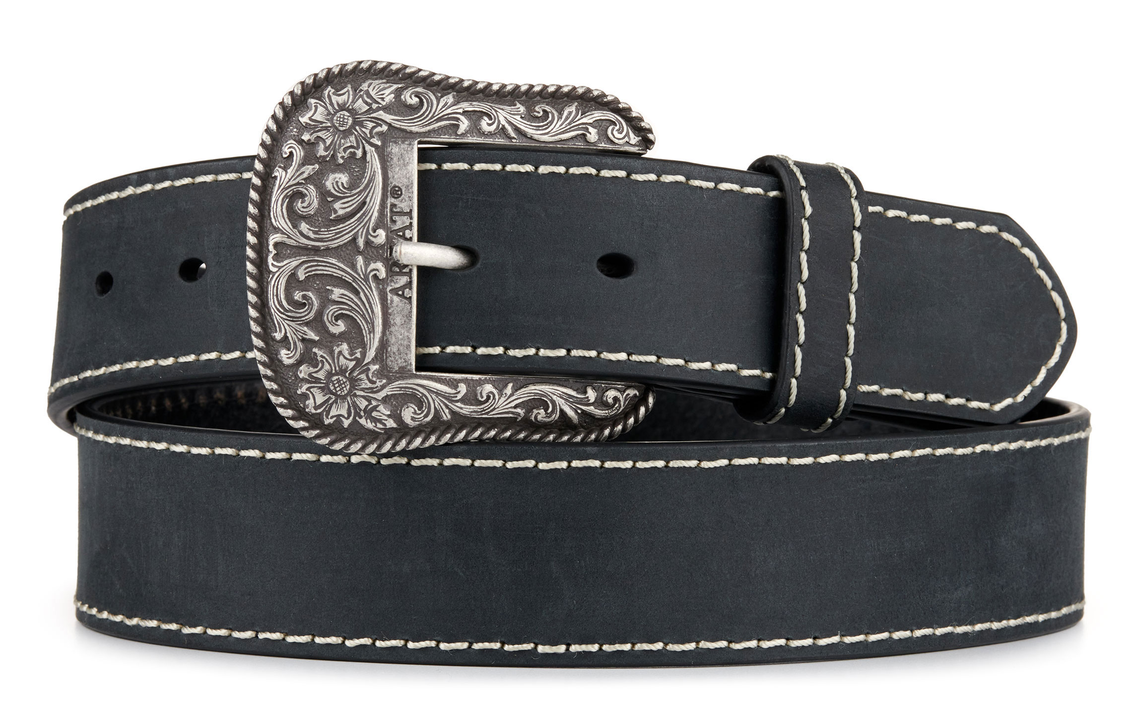 Ariat Women's Solid Black with Heavy Stitch Western Belt - Image 1