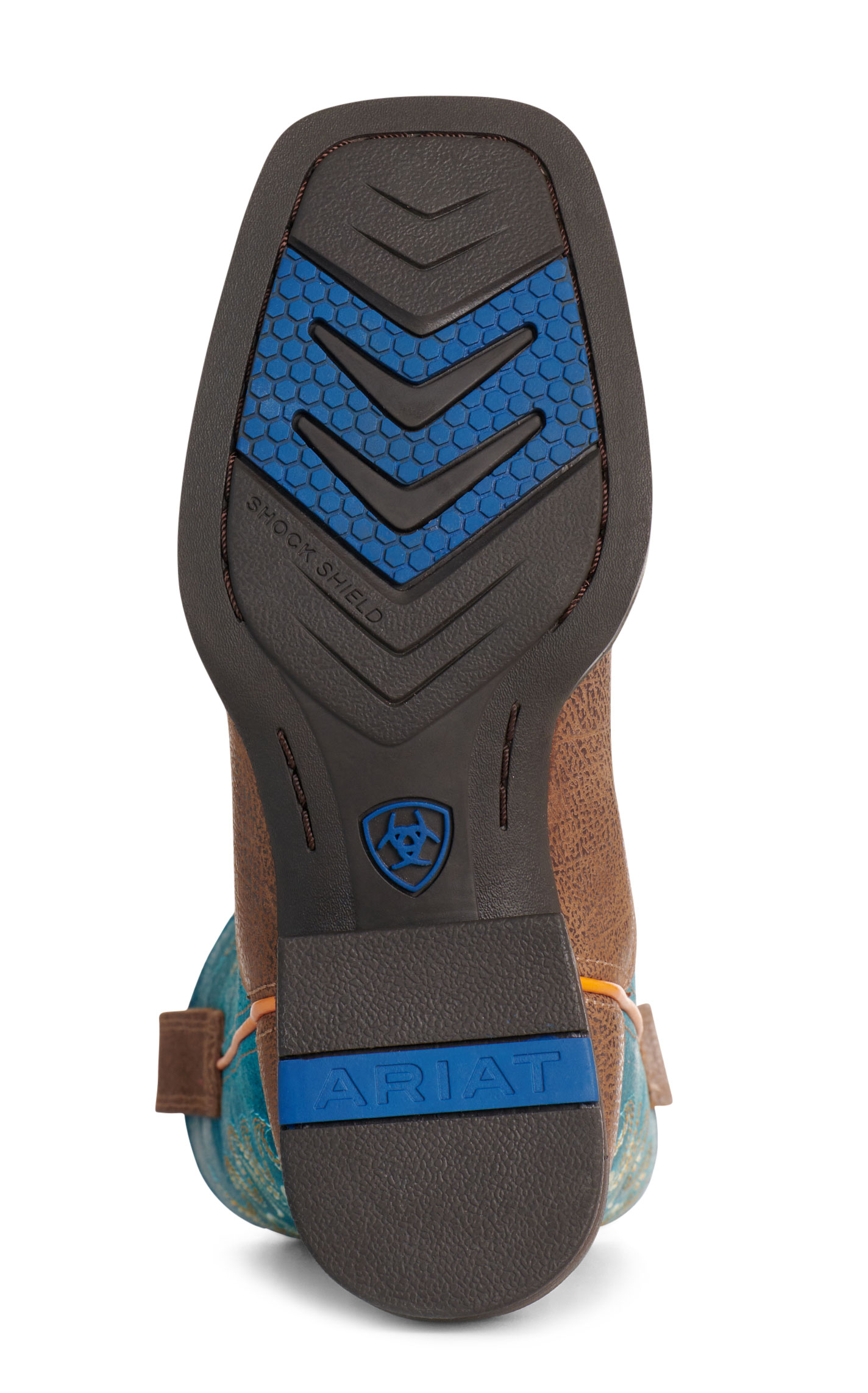 Ariat Youth Chestnut & Teal Wide Square Toe Cowboy Boots - Image 1
