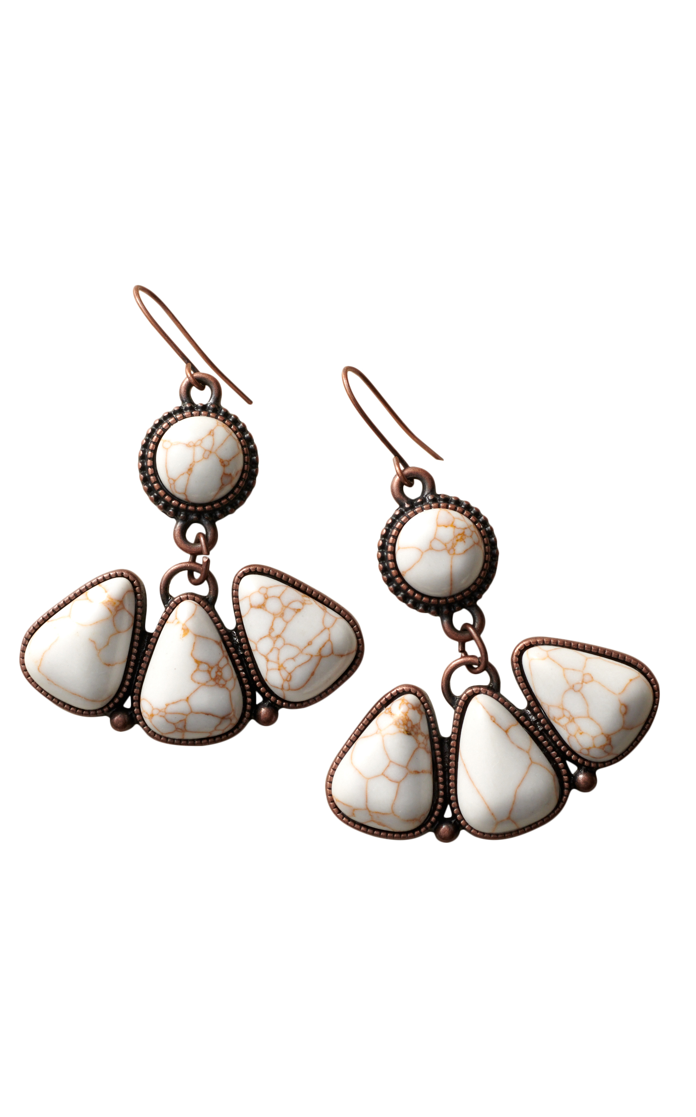 Rockin C Silver Antique Copper 4 White Stone Earrings - Image 1