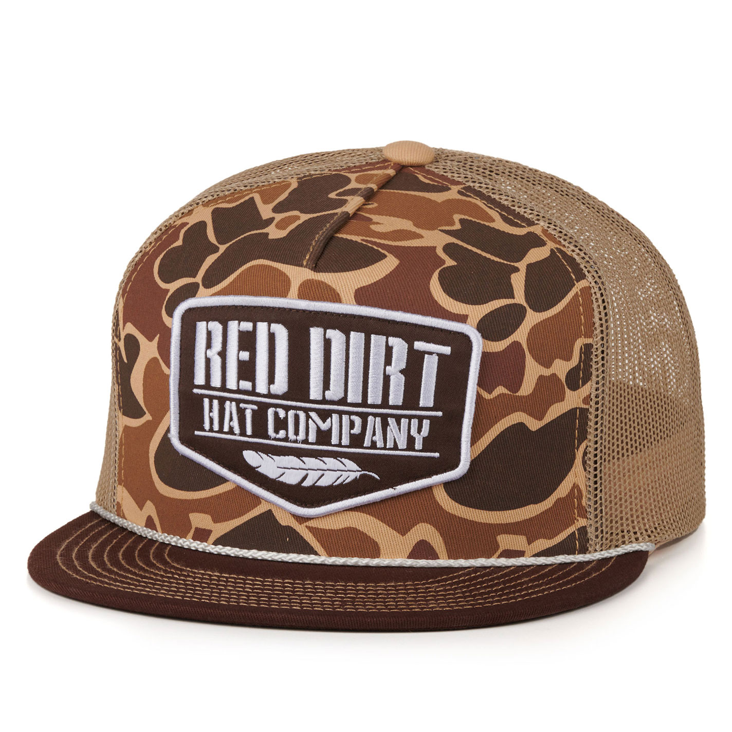 Red Dirt Hat Co. Kid's Duck Camo Old School Logo Patch Cap - Image 1