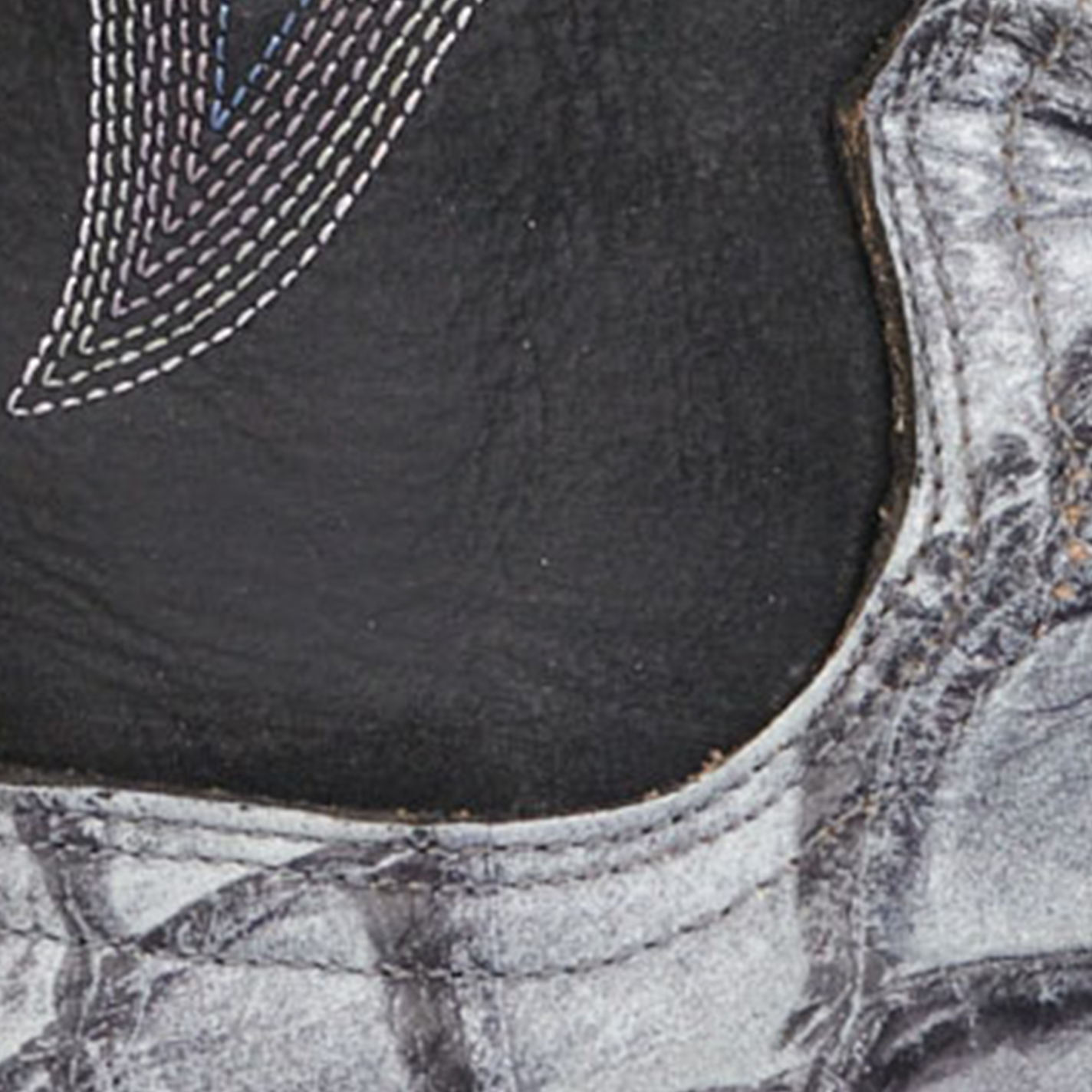 Cavender's Men's Intrepid Black and Gray Pirarucu Print Wide Square Toe Cowboy Boots - Image 1
